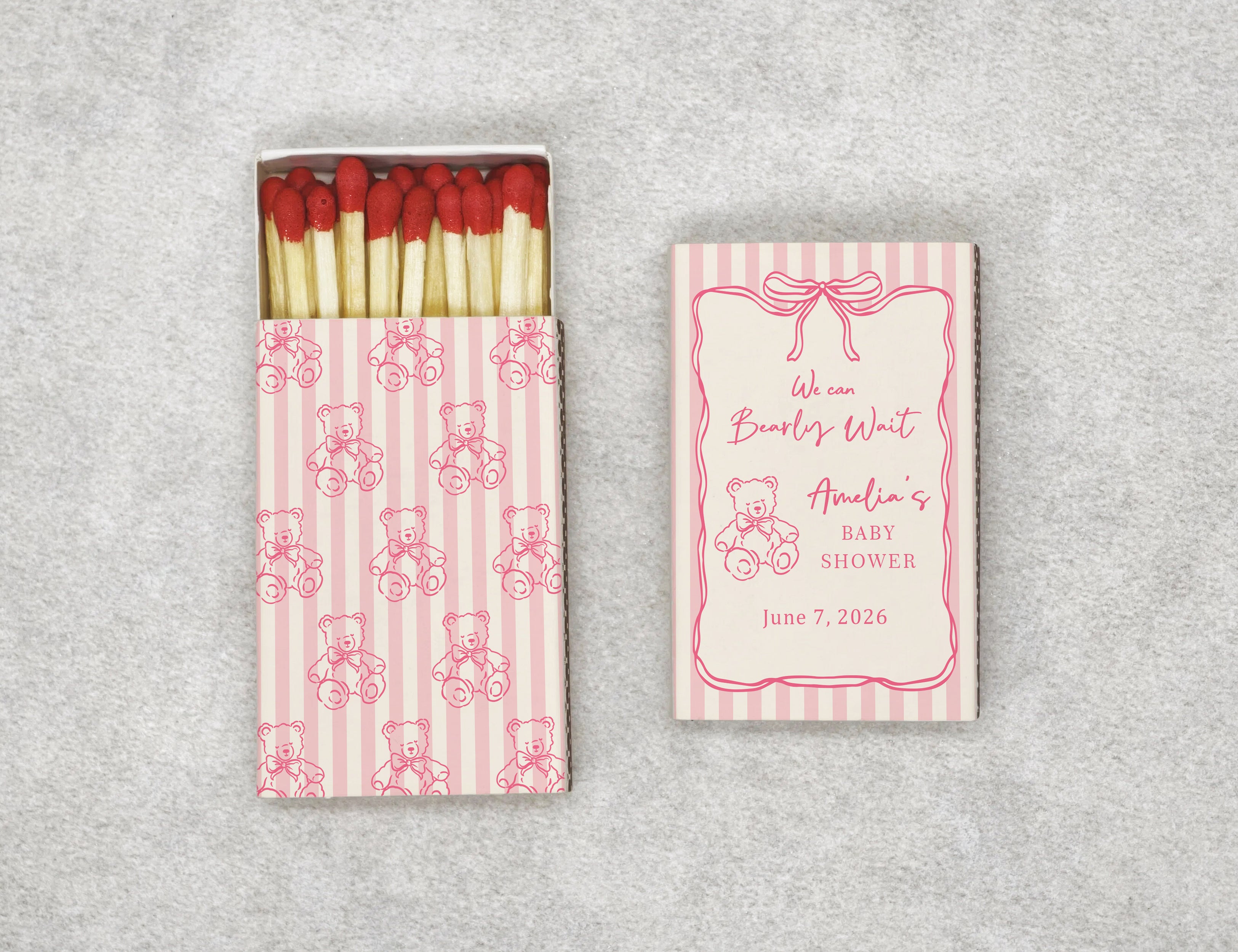 Personalized Baby Shower Matchboxes with Custom Moon Design - Front View Product Showcase