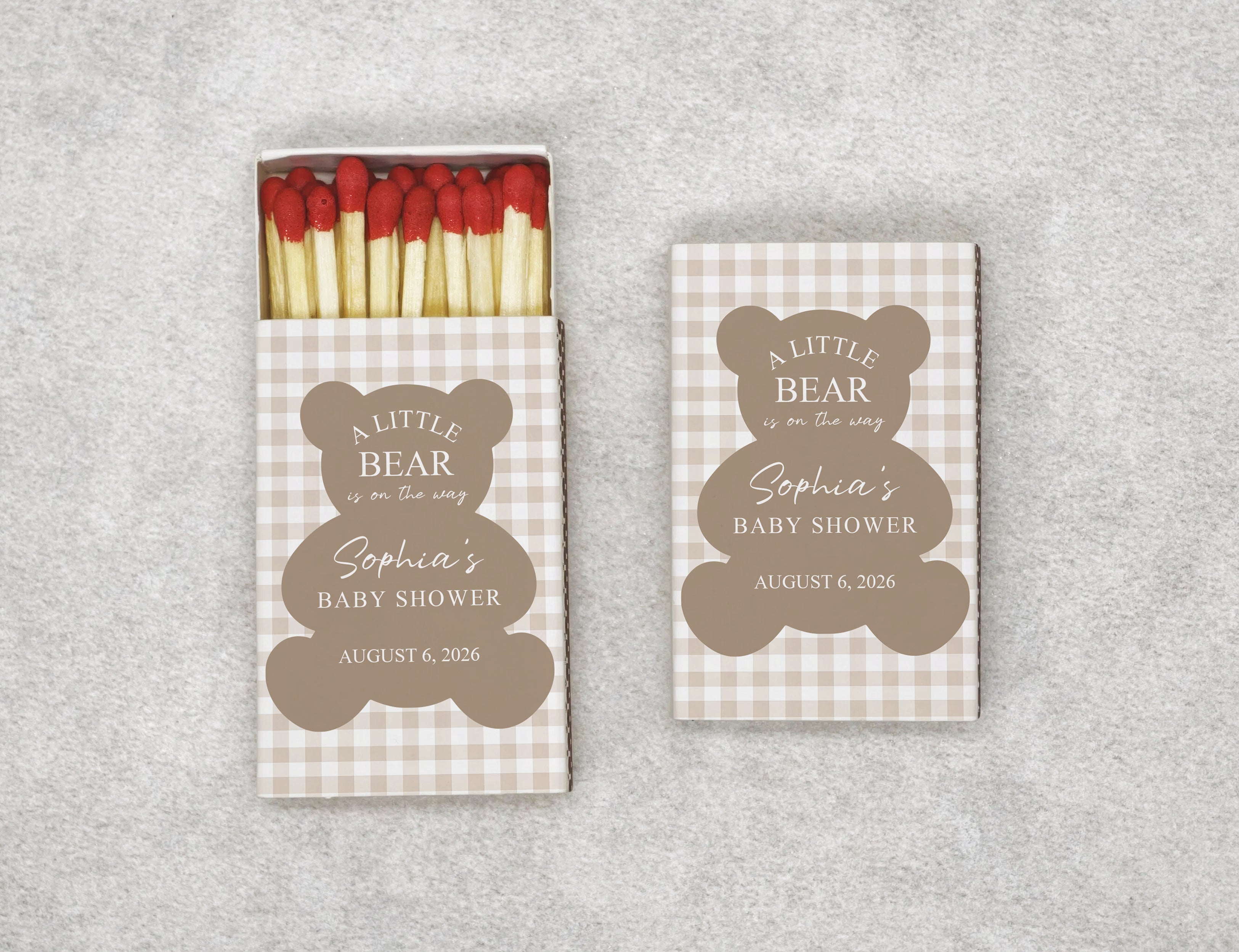 Personalized Baby Shower Matchboxes with Custom Moon Design - Front View Product Showcase