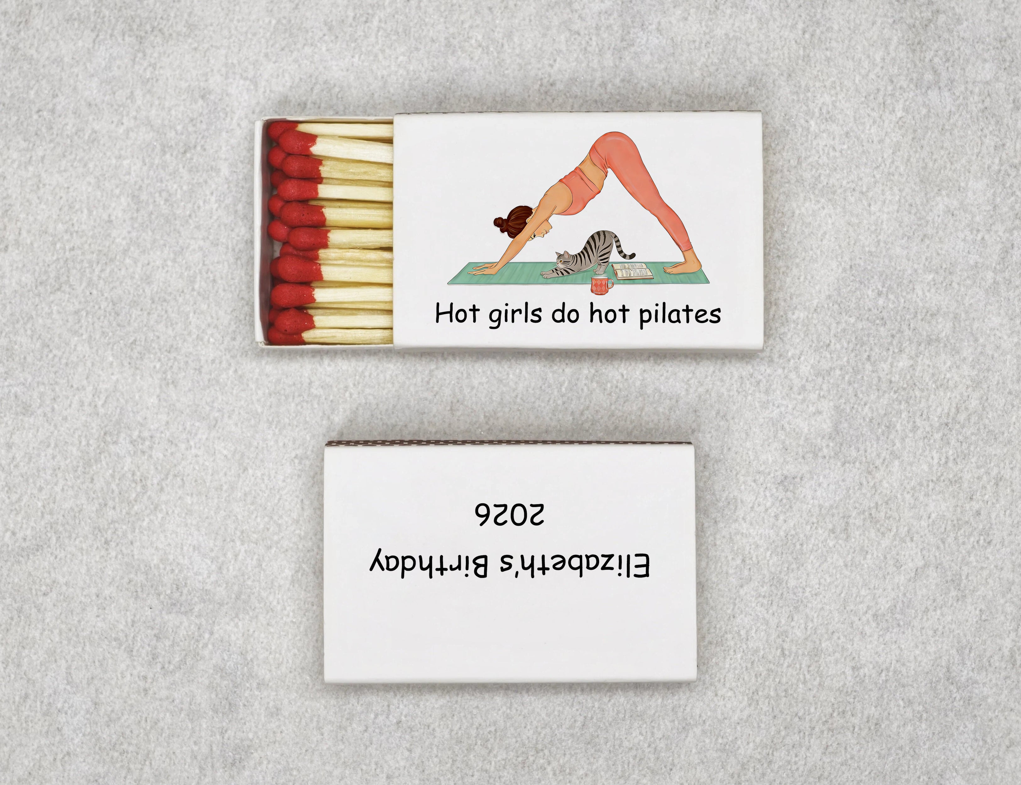 Personalized Birthday Matchboxes - Hot Girls Do Hot Pilates Custom Name & Year Design