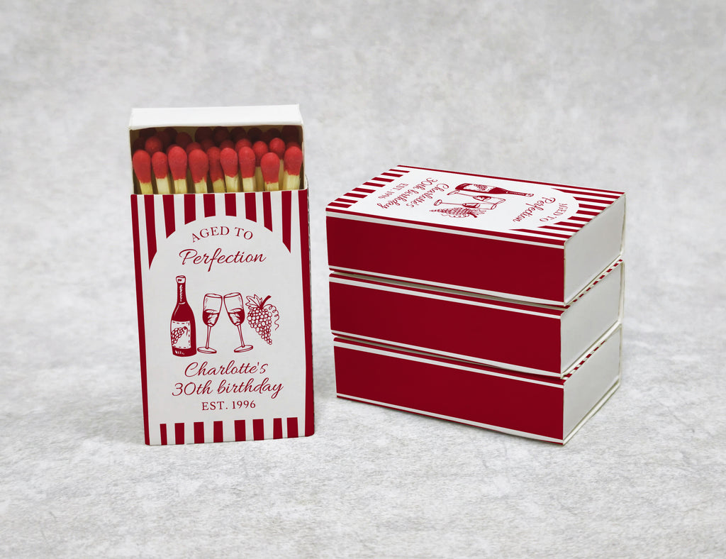 Personalized Birthday Celebration Matchboxes with Birthday Glow Design - Side View Detail Shot