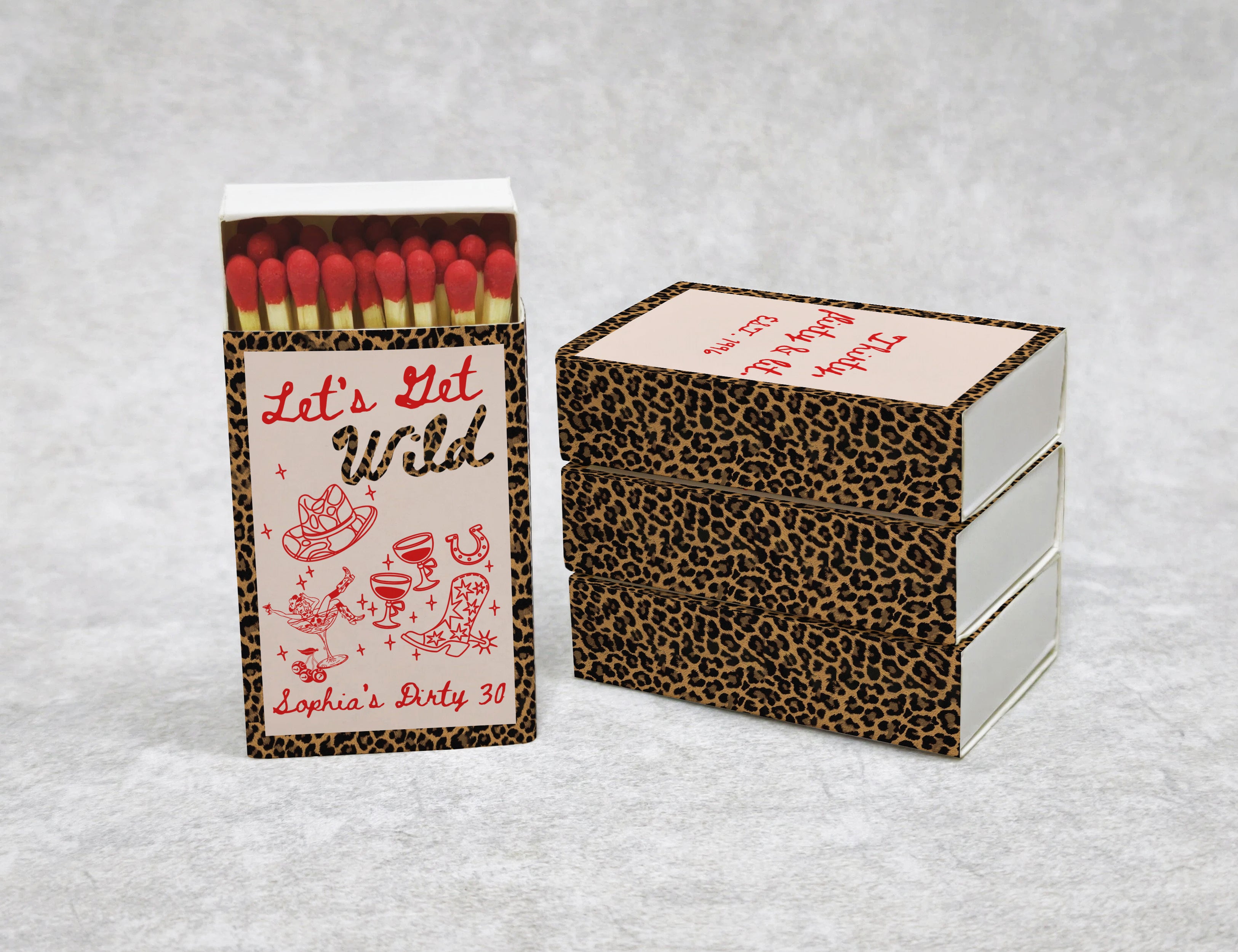 Personalized 30th Birthday Matchboxes - Thirty, Flirty & Lit Custom Name & Year Design