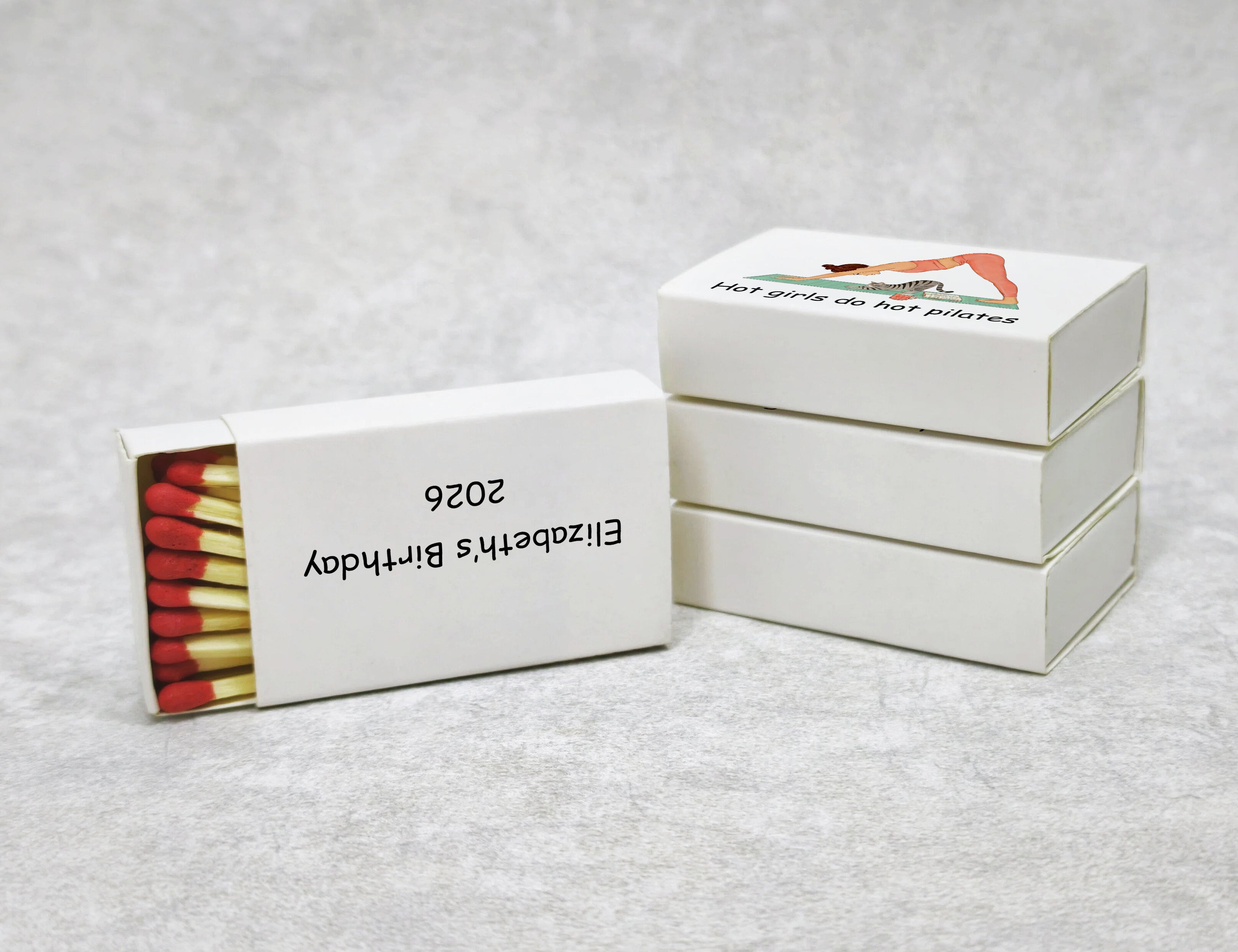 Personalized Birthday Matchboxes - Hot Girls Do Hot Pilates Custom Name & Year Design