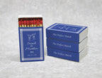 Royal blue lace wedding matchboxes side view with custom names
