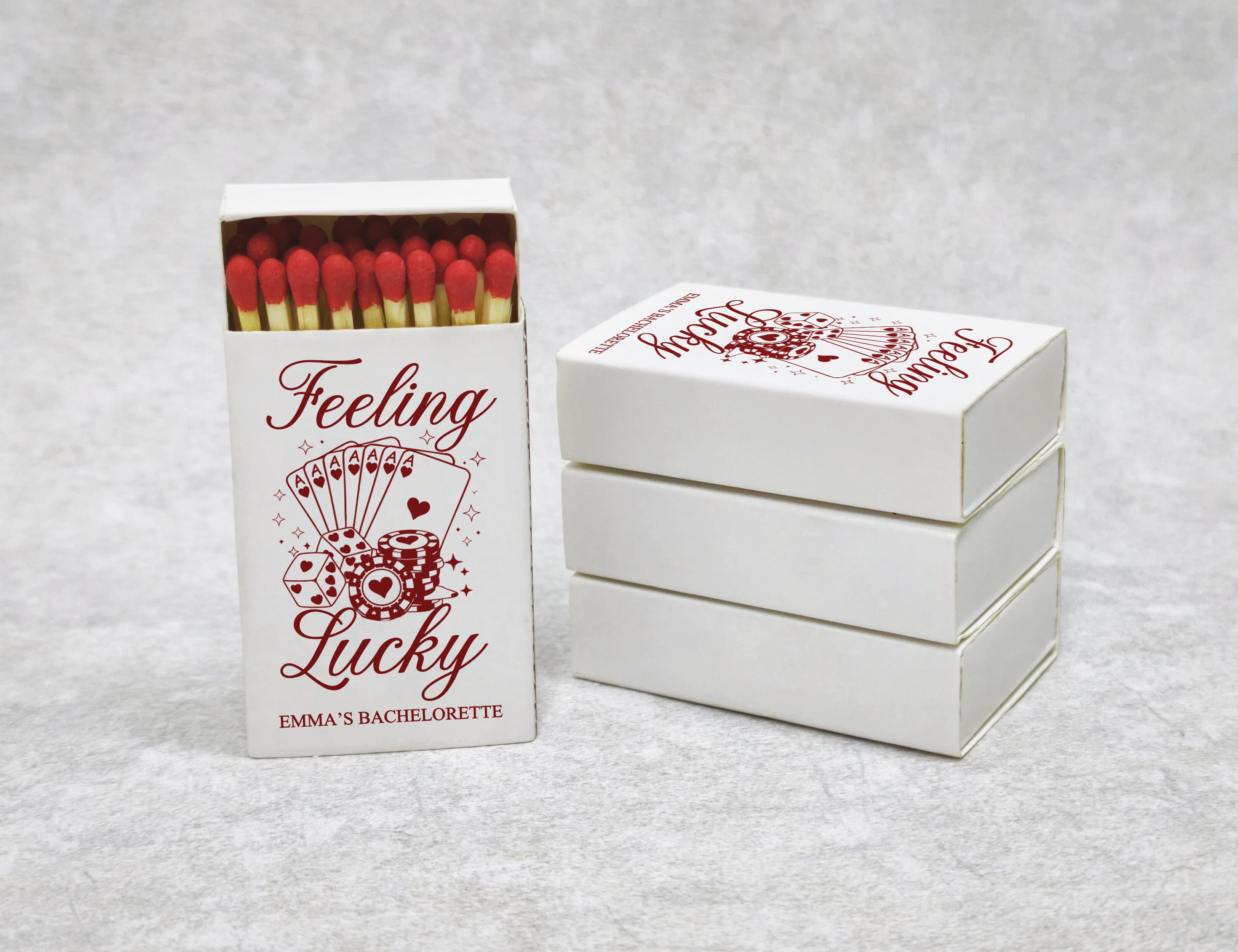 Personalized Bachelorette Matchboxes - Feeling Lucky Custom Name Design