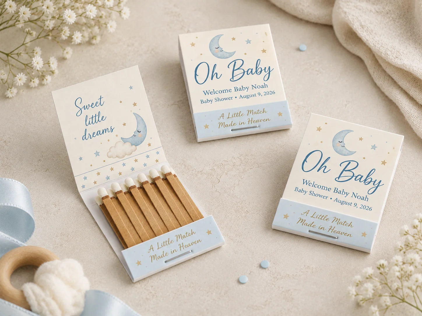 Personalized Wedding Matchbooks - Side view showing matchbook thickness and quality