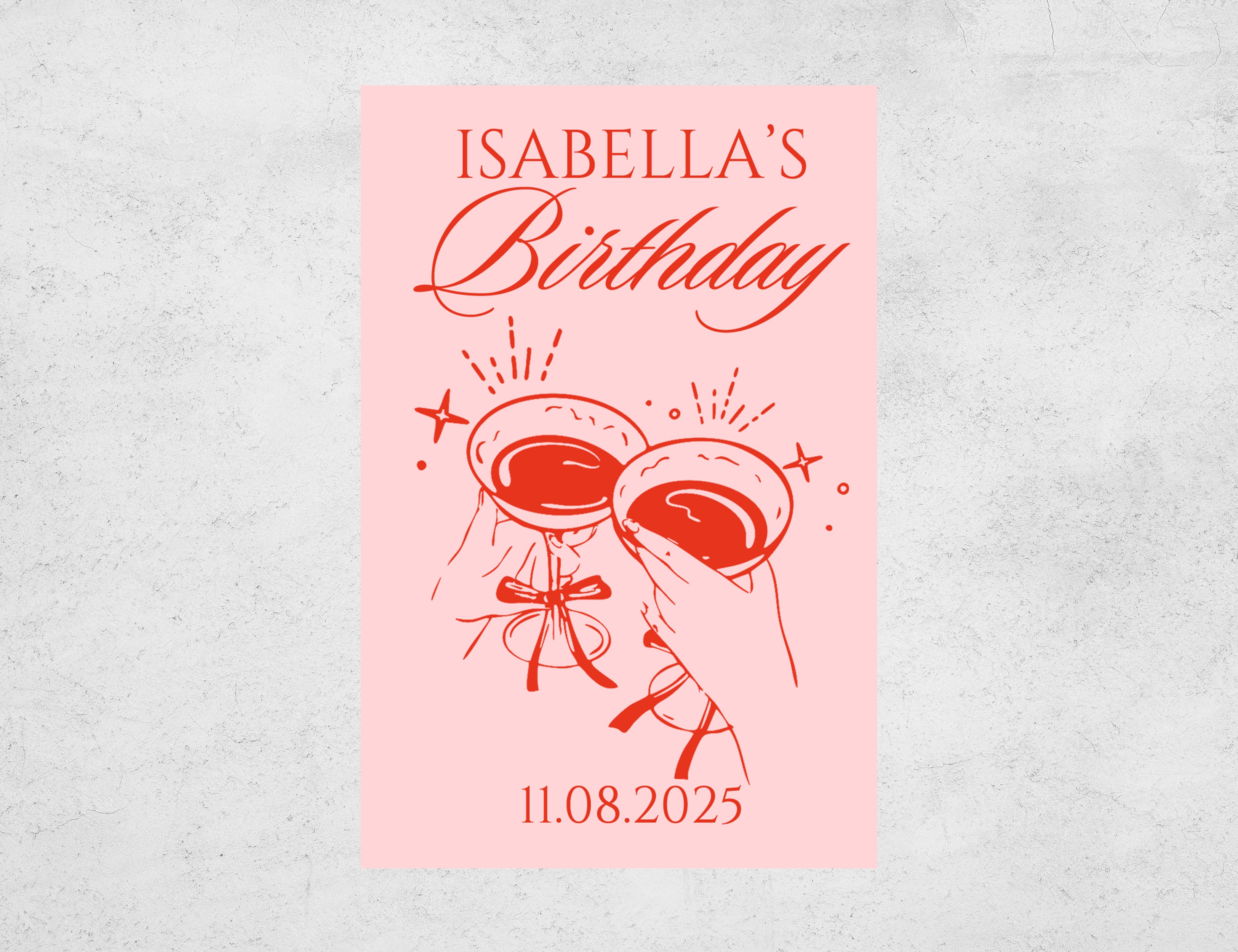 Personalized Birthday Matchboxes - Pink Cheers Custom Name & Date Design