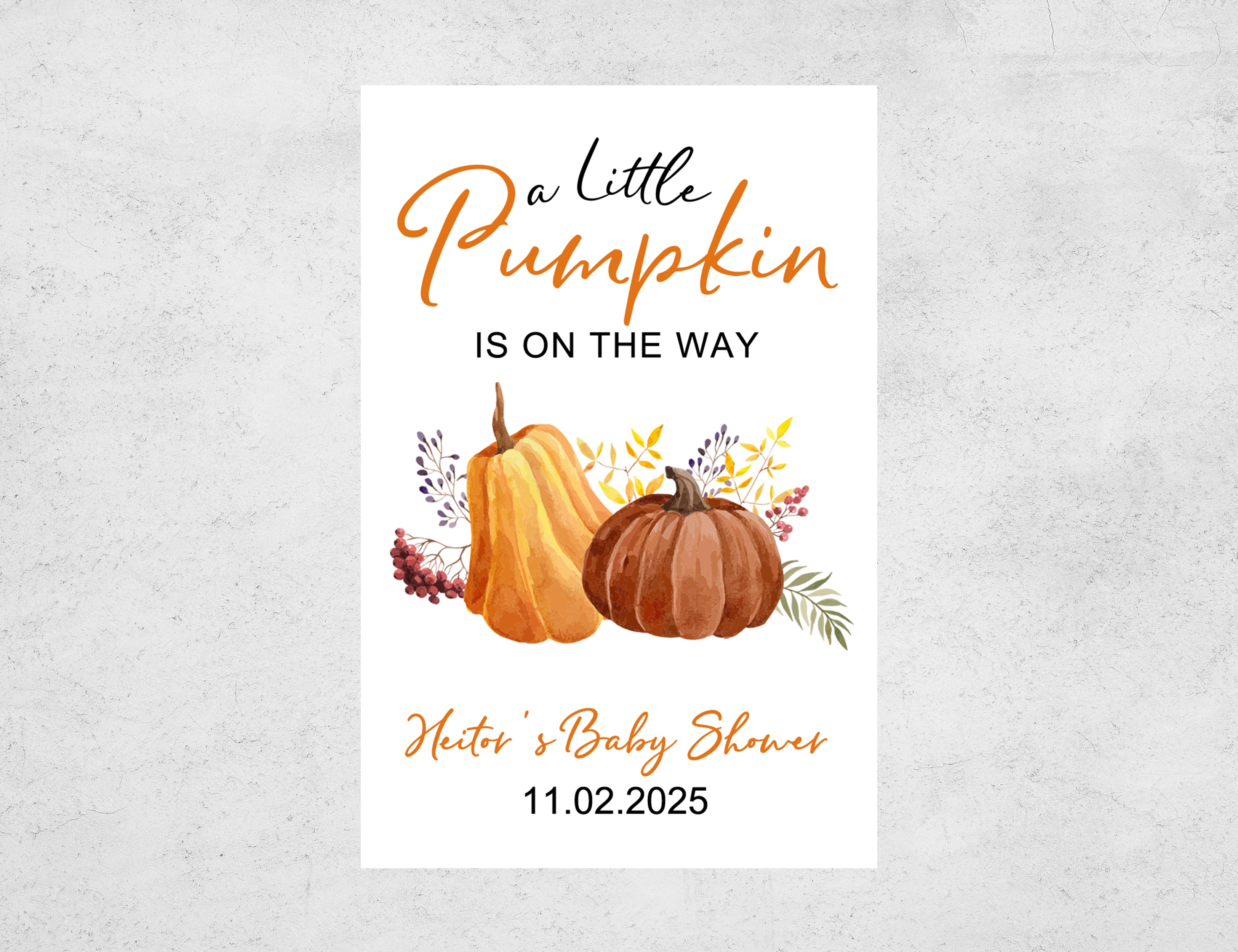 Personalized Baby Shower Matchboxes - A Little Pumpkin Is On The Way Custom Name & Date Design