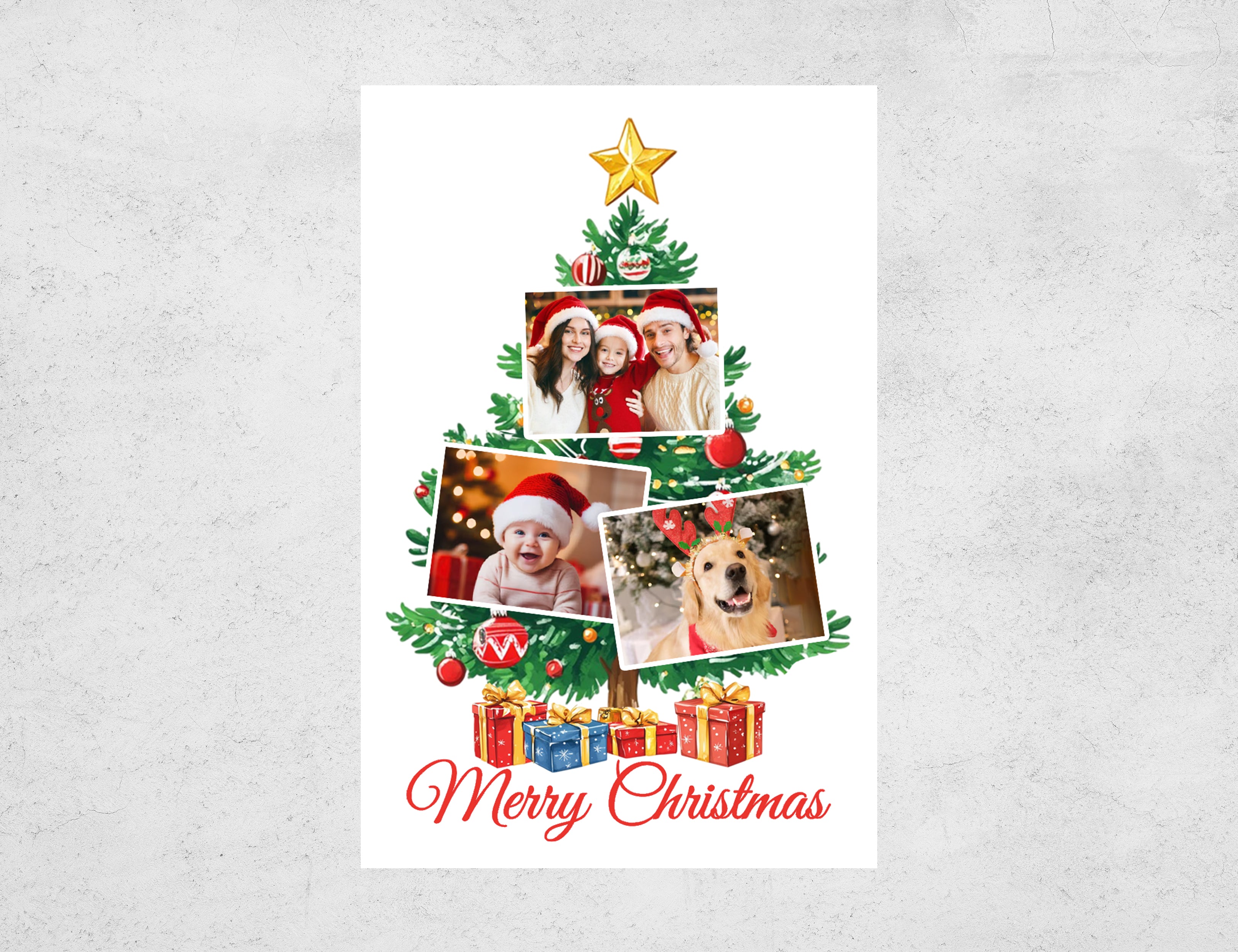 Personalized Christmas Matchboxes - Christmas Tree Photo Collage Custom Family Photos Design
