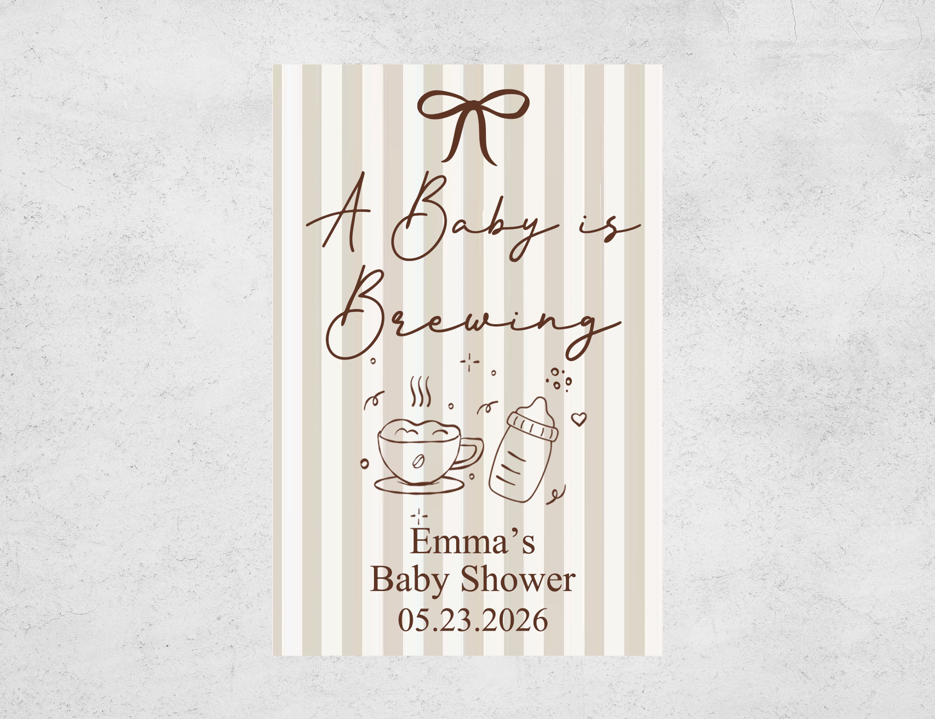 Personalized Baby Shower Matchboxes - A Baby is Brewing Custom Name & Date Design