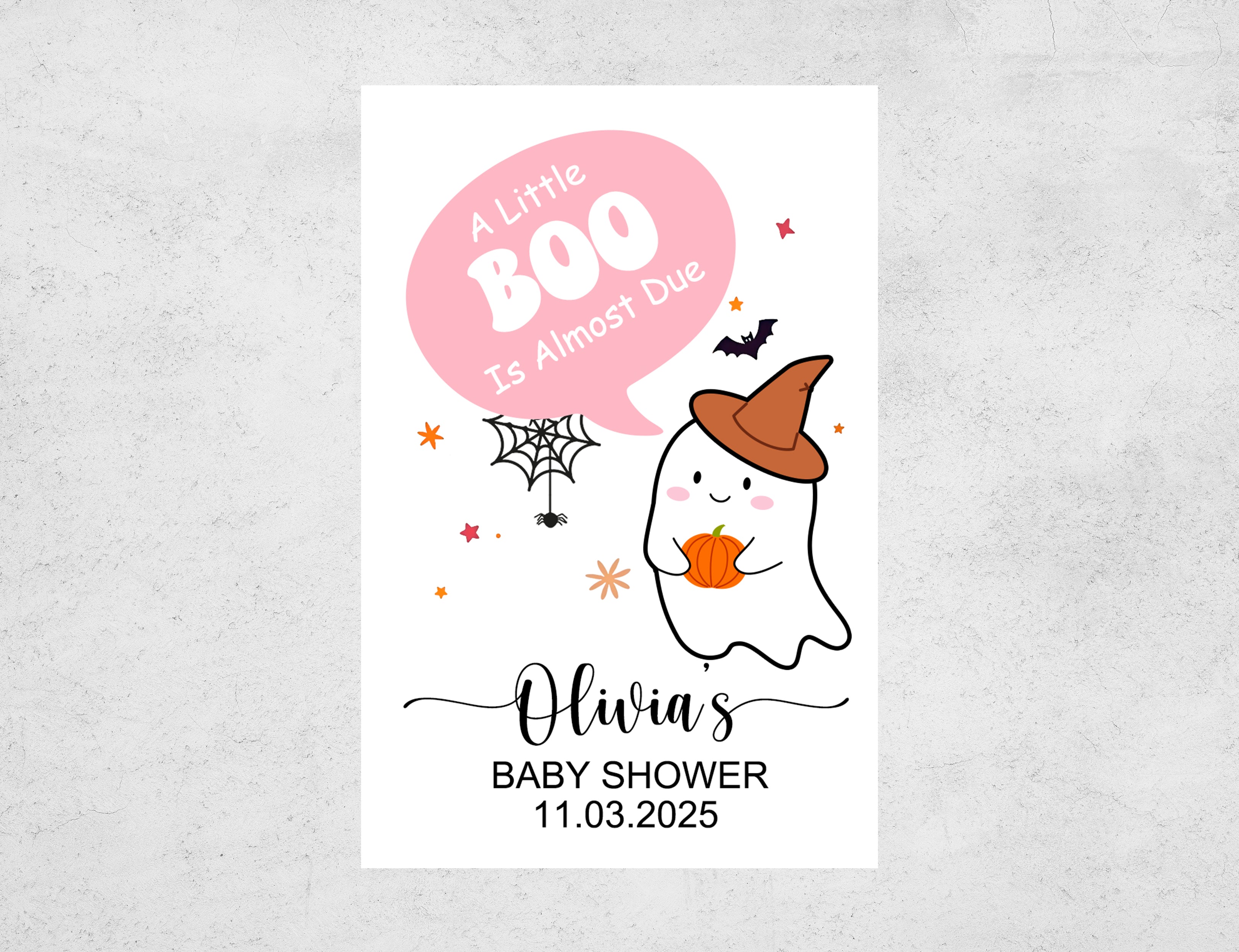 Personalized Baby Shower Matchboxes - Cute Ghost 'A Little BOO Is Almost Due' Design