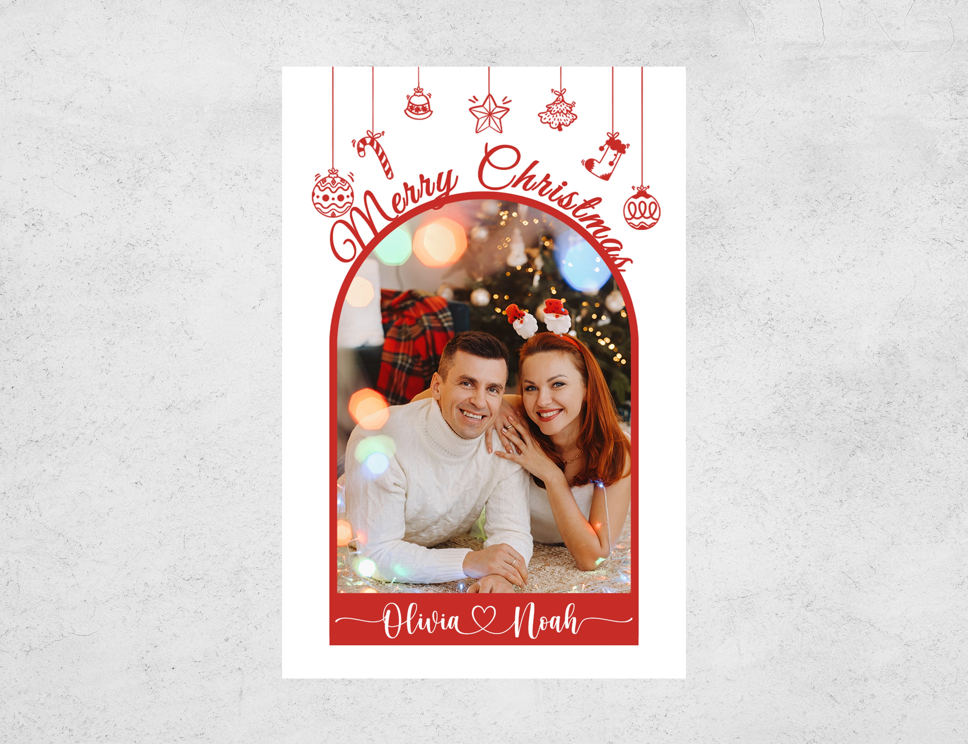 Personalized Christmas Matchboxes - Merry Christmas Couple Custom Photo & Names Design