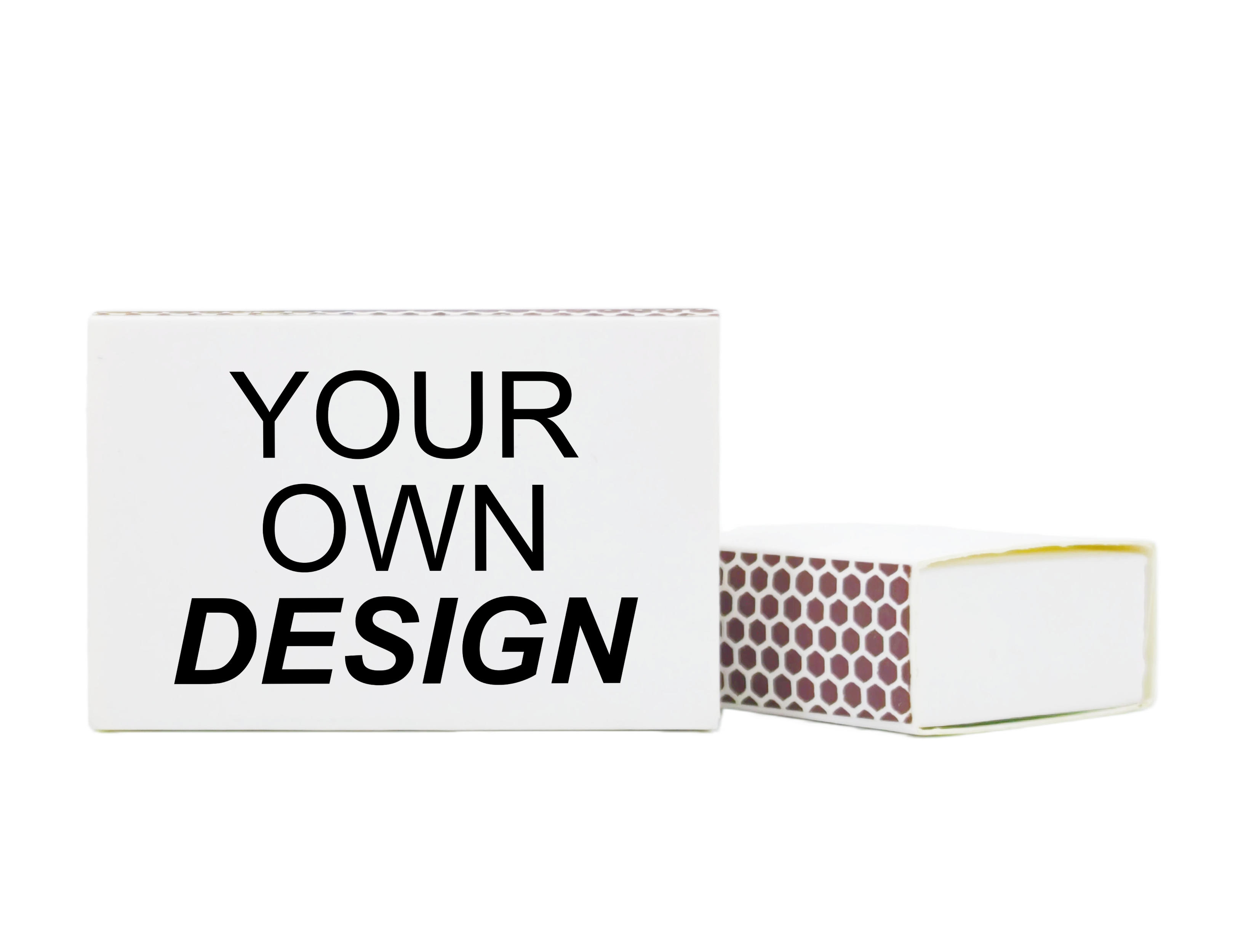Design your own single-sided custom matchbox - front view with colored matches