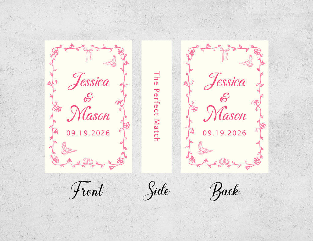 Personalized Wedding Matchboxes with Elegant Script Typography - Lifestyle Setting Display