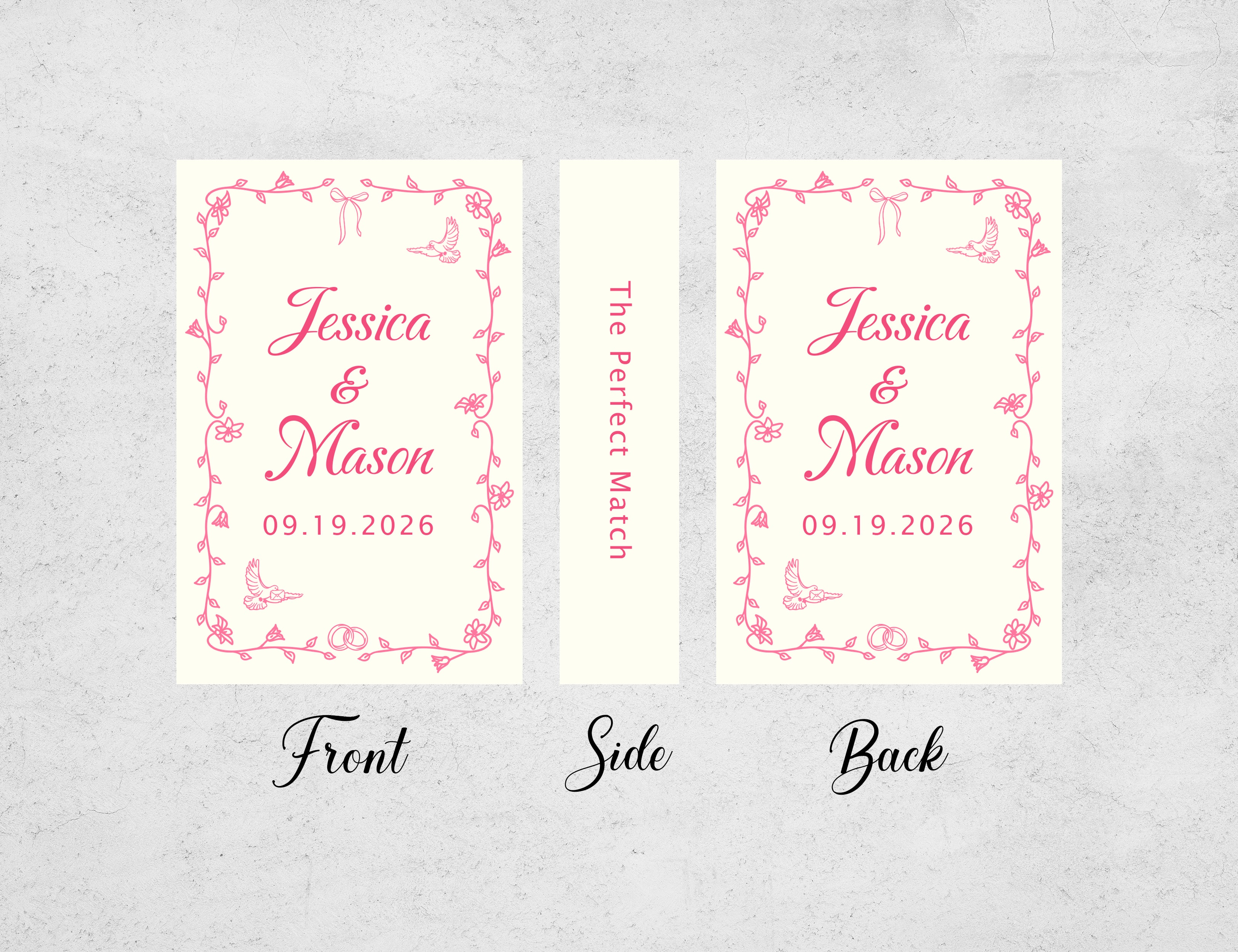 Personalized Wedding Matchboxes with Elegant Script Typography - Lifestyle Setting Display