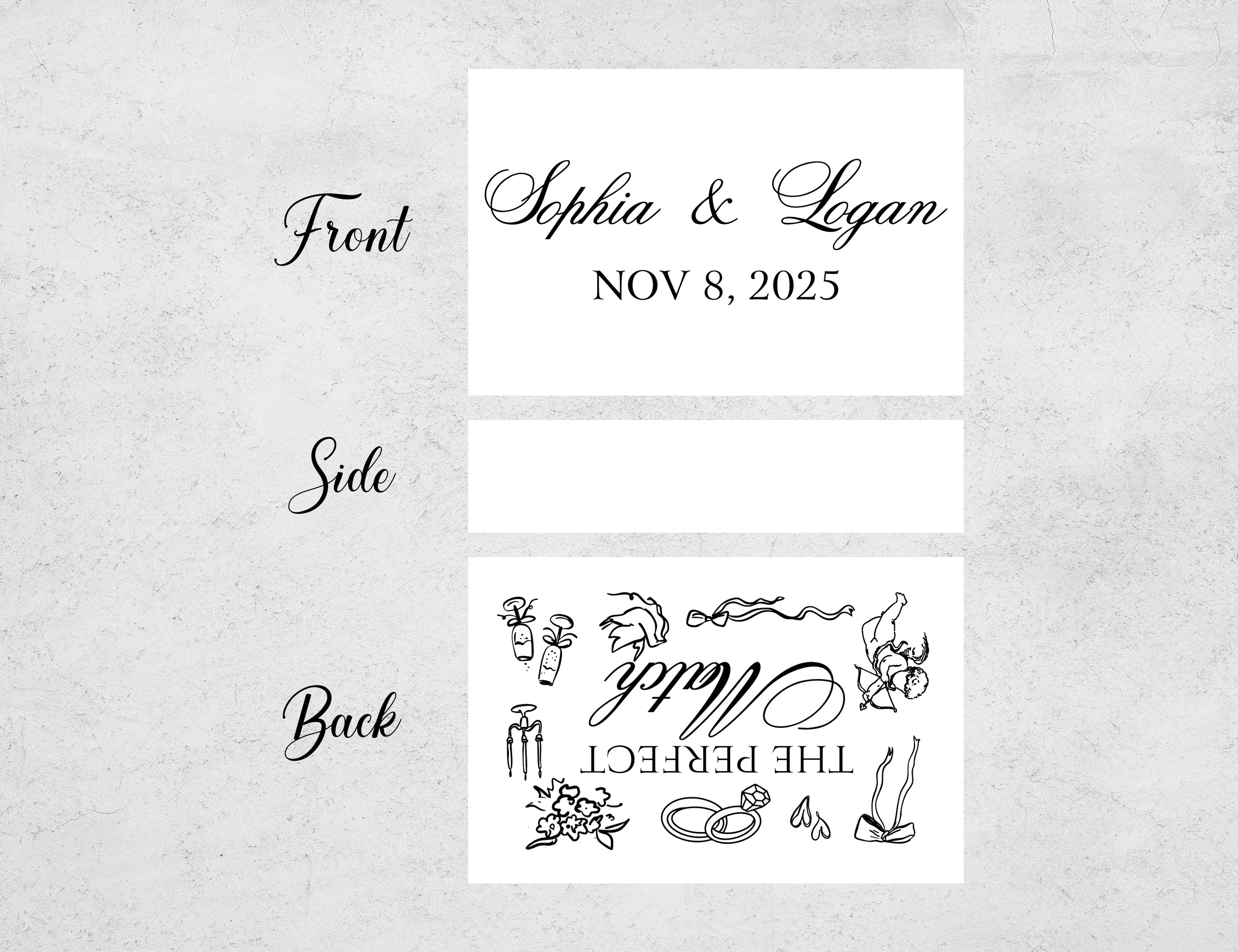 Elegant wedding matchbox with The Perfect Match design