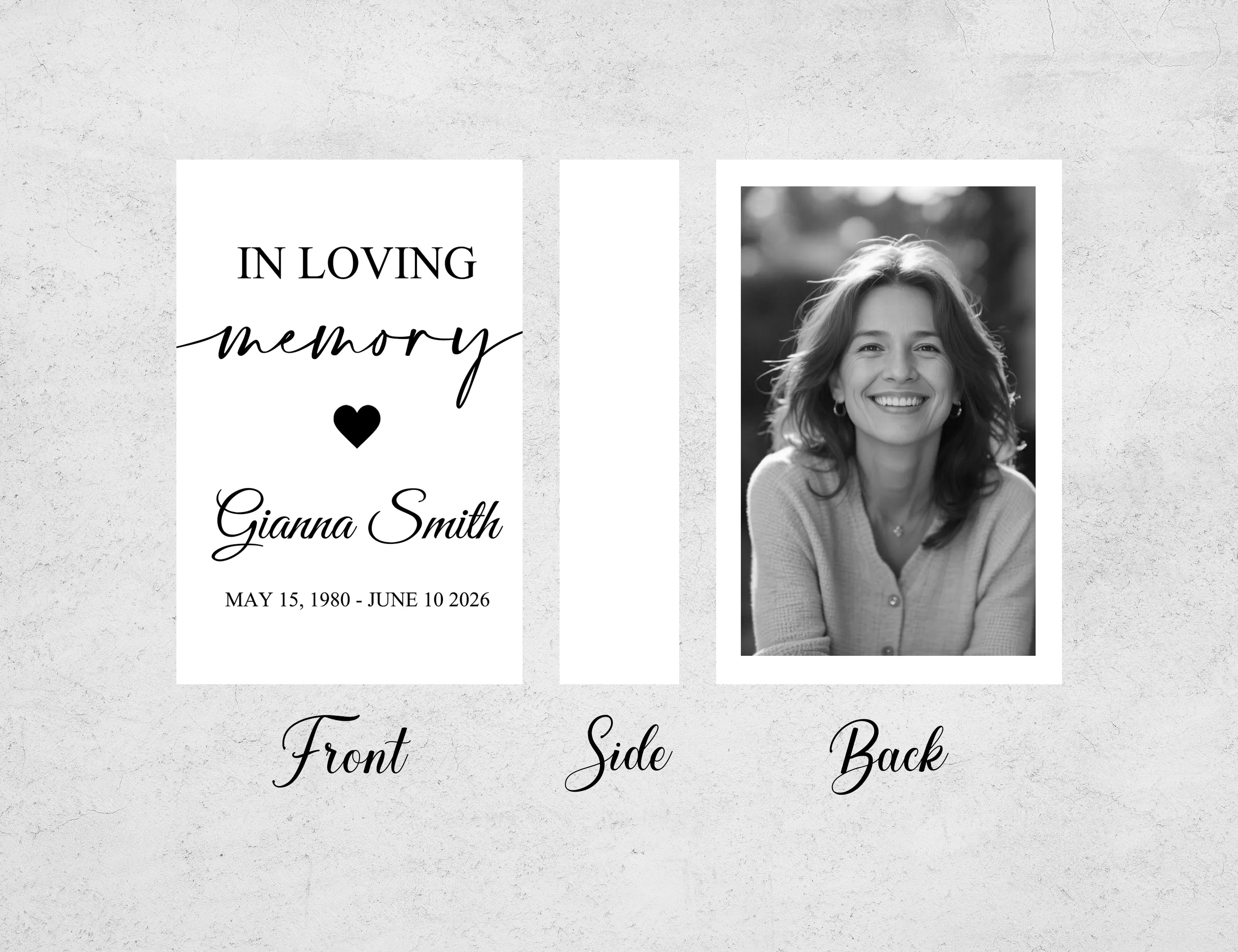 Elegant memorial matchbox with In Loving Memory design