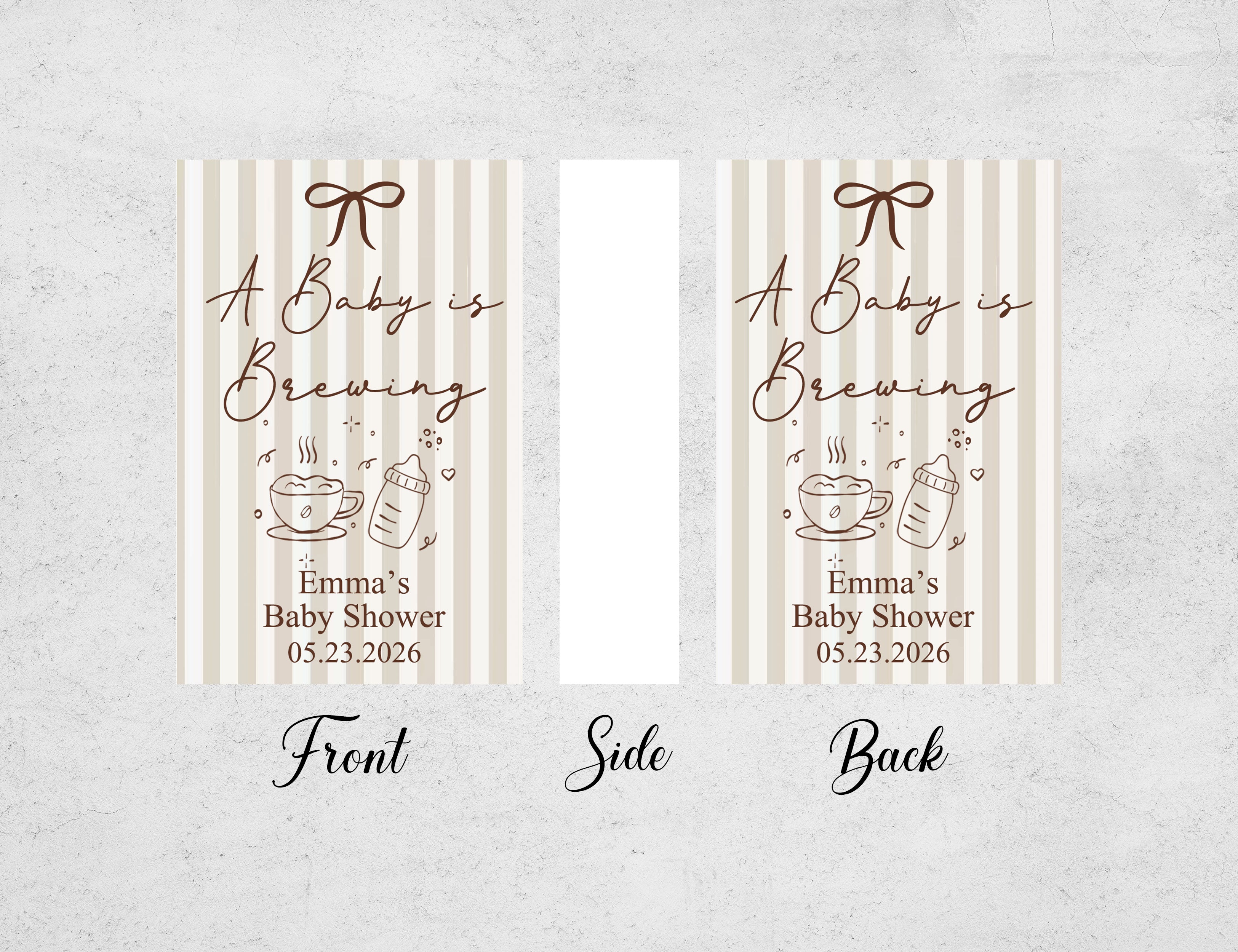 Personalized Baby Shower Matchboxes - A Baby is Brewing Custom Name & Date Design