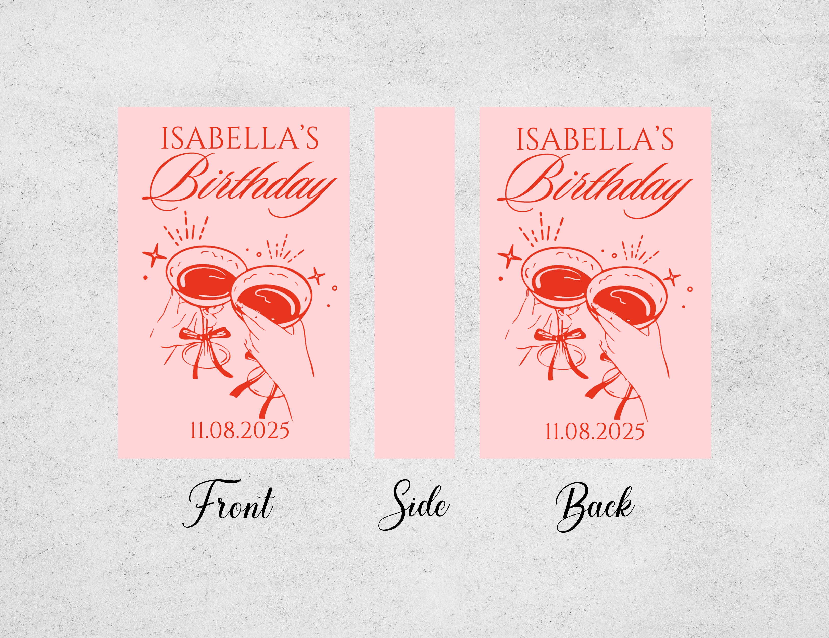 Personalized Birthday Matchboxes - Pink Cheers Custom Name & Date Design