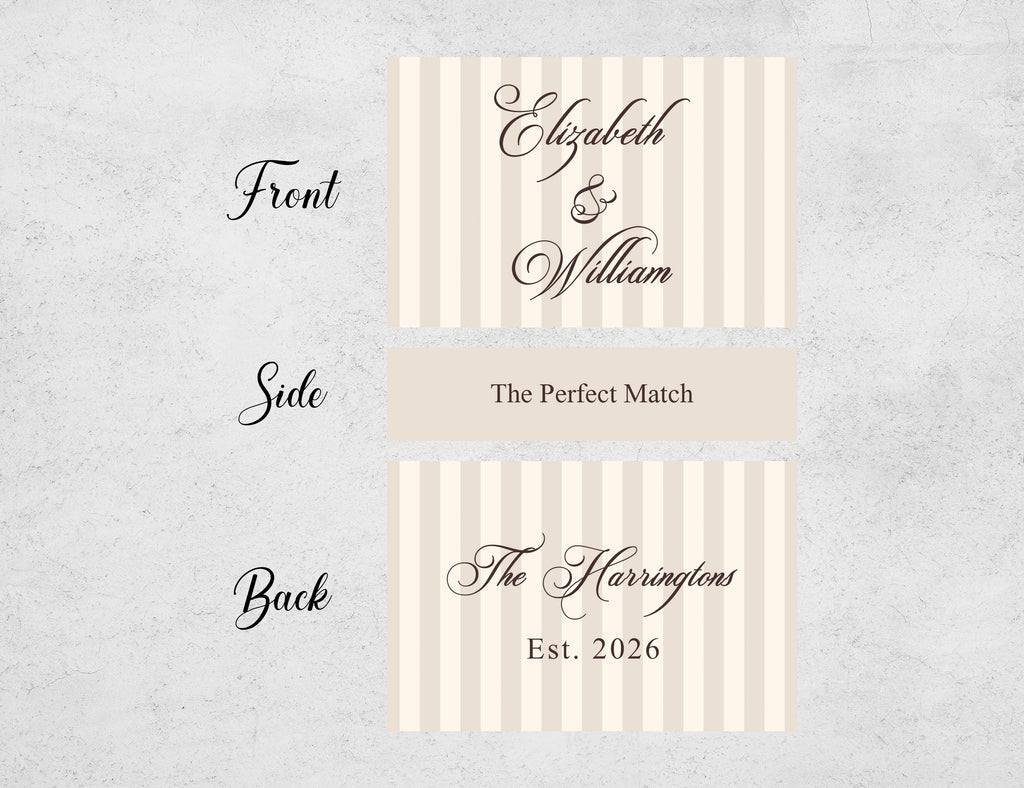 Personalized Wedding Matchboxes with Elegant Script Typography - Lifestyle Setting Display