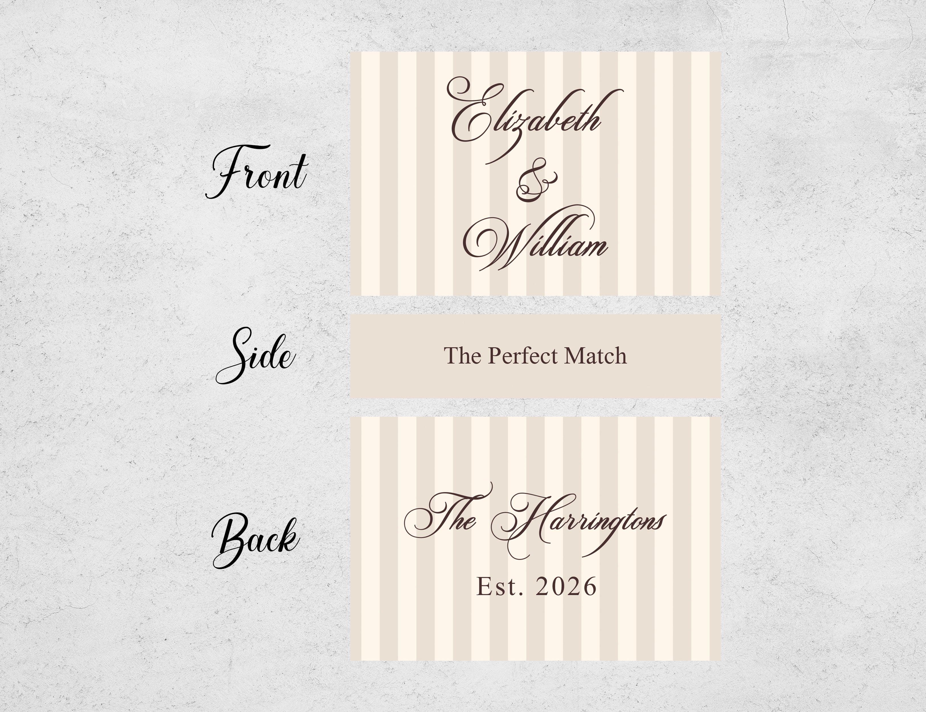 Personalized Wedding Matchboxes with Elegant Script Typography - Lifestyle Setting Display