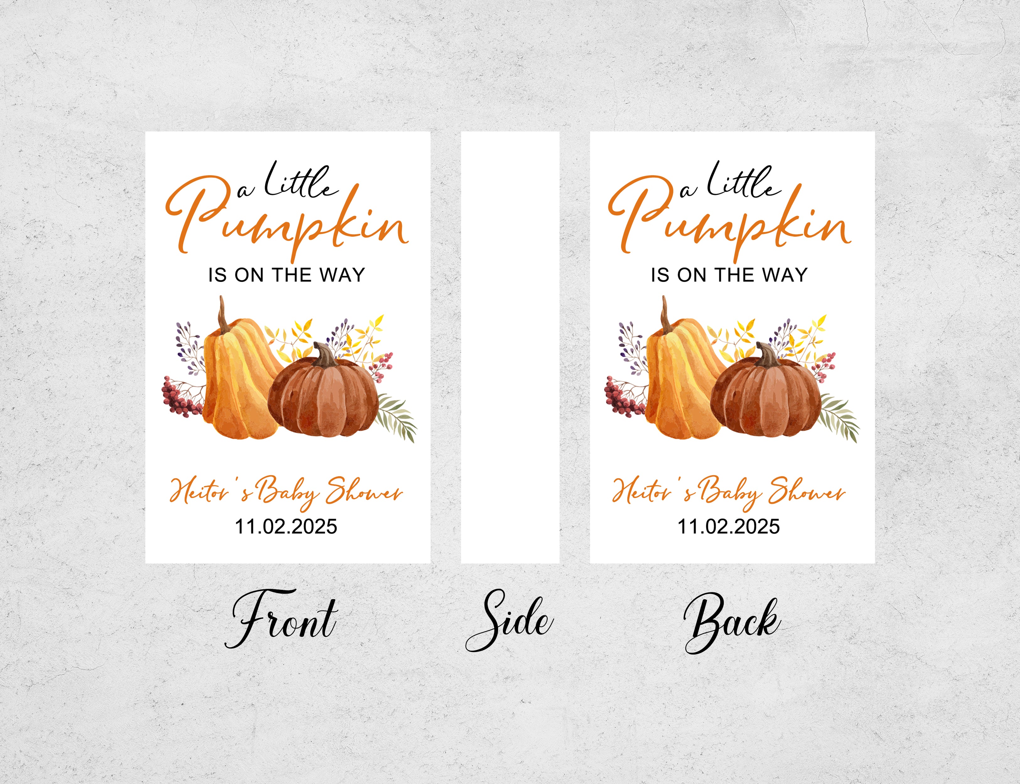 Personalized Baby Shower Matchboxes - A Little Pumpkin Is On The Way Custom Name & Date Design