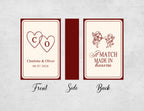 Cupid matchboxes with colored matches and A Match Made in Heaven design