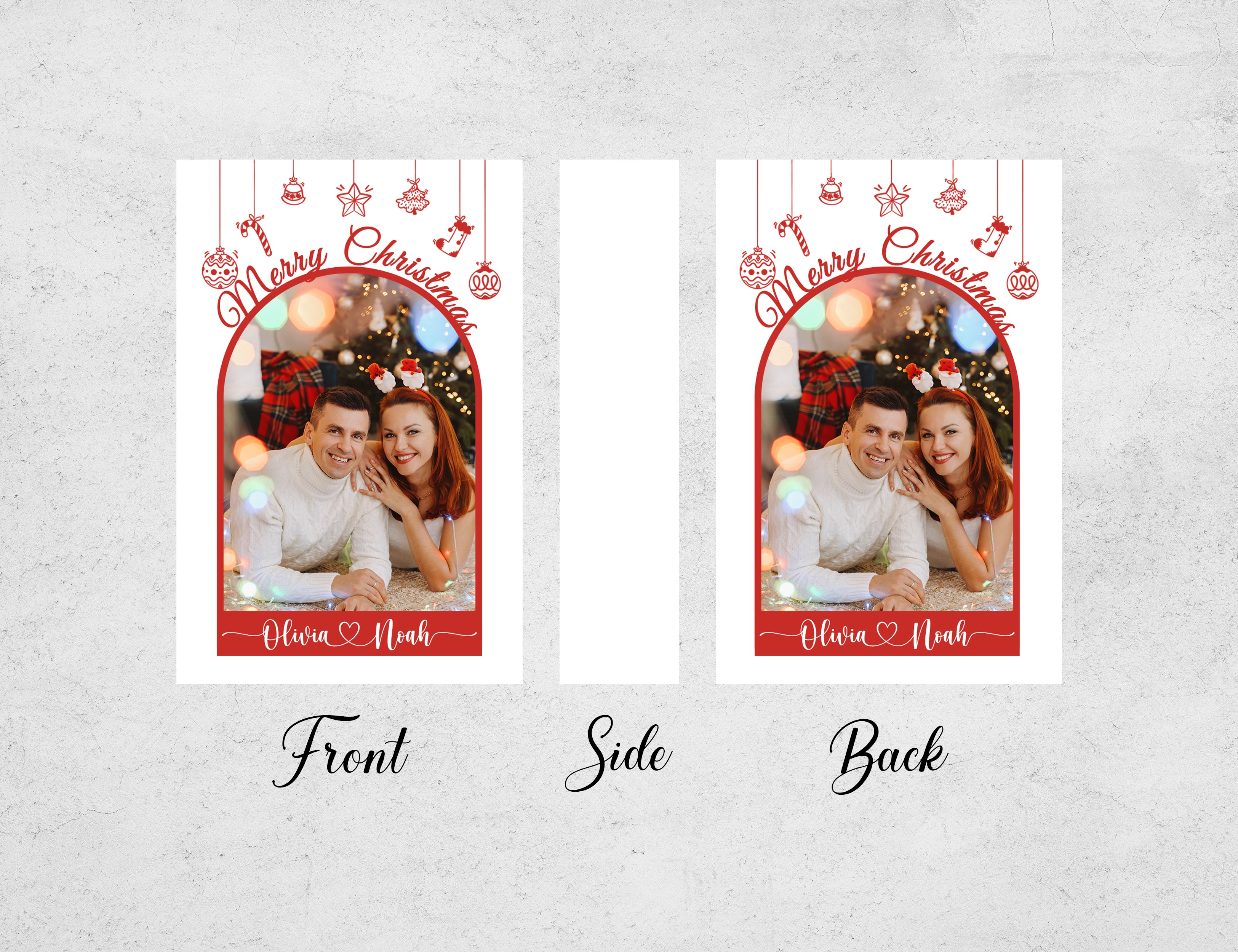 Personalized Christmas Matchboxes - Merry Christmas Couple Custom Photo & Names Design