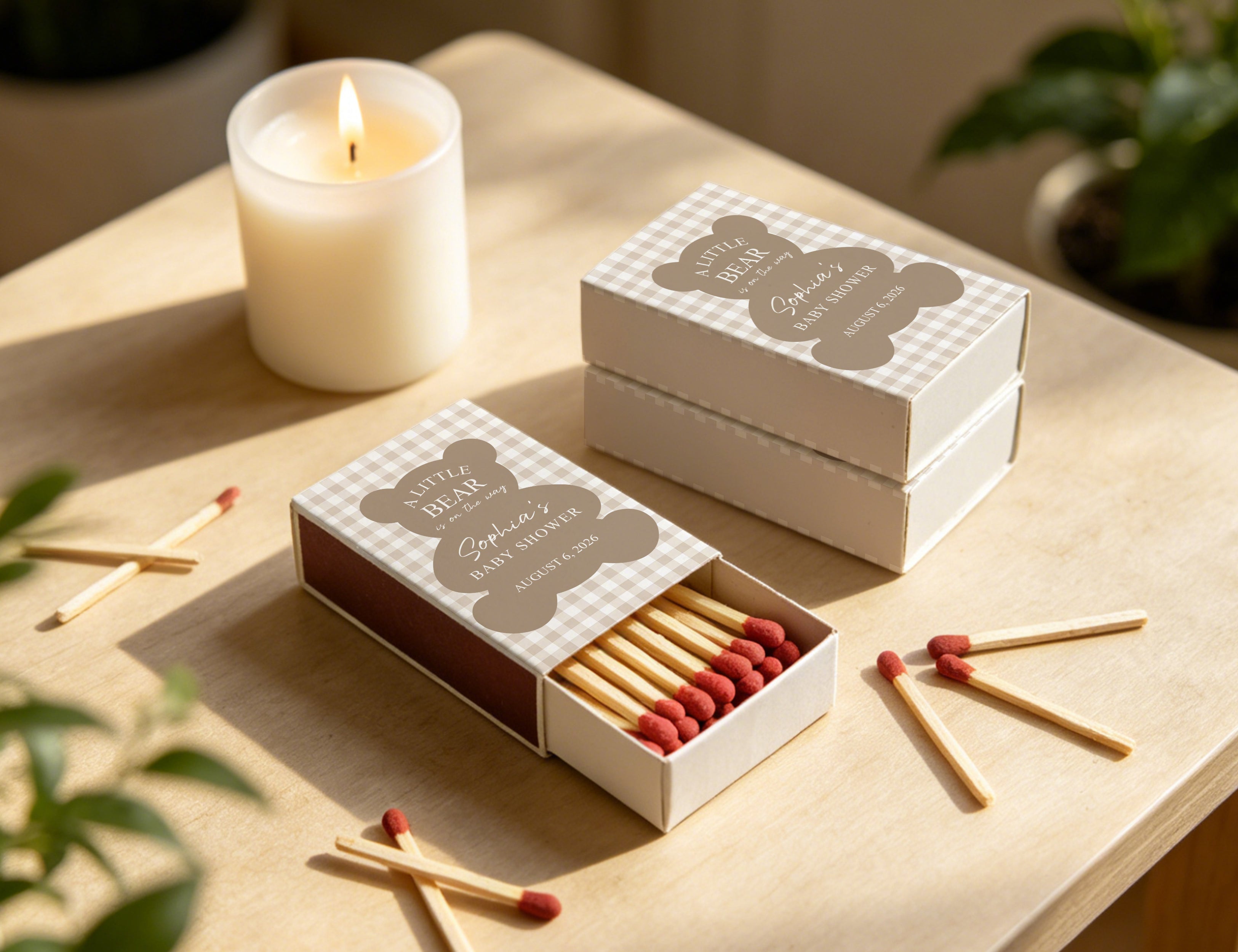 Personalized Baby Shower Matchboxes with Custom Moon Design - Product Scale Reference