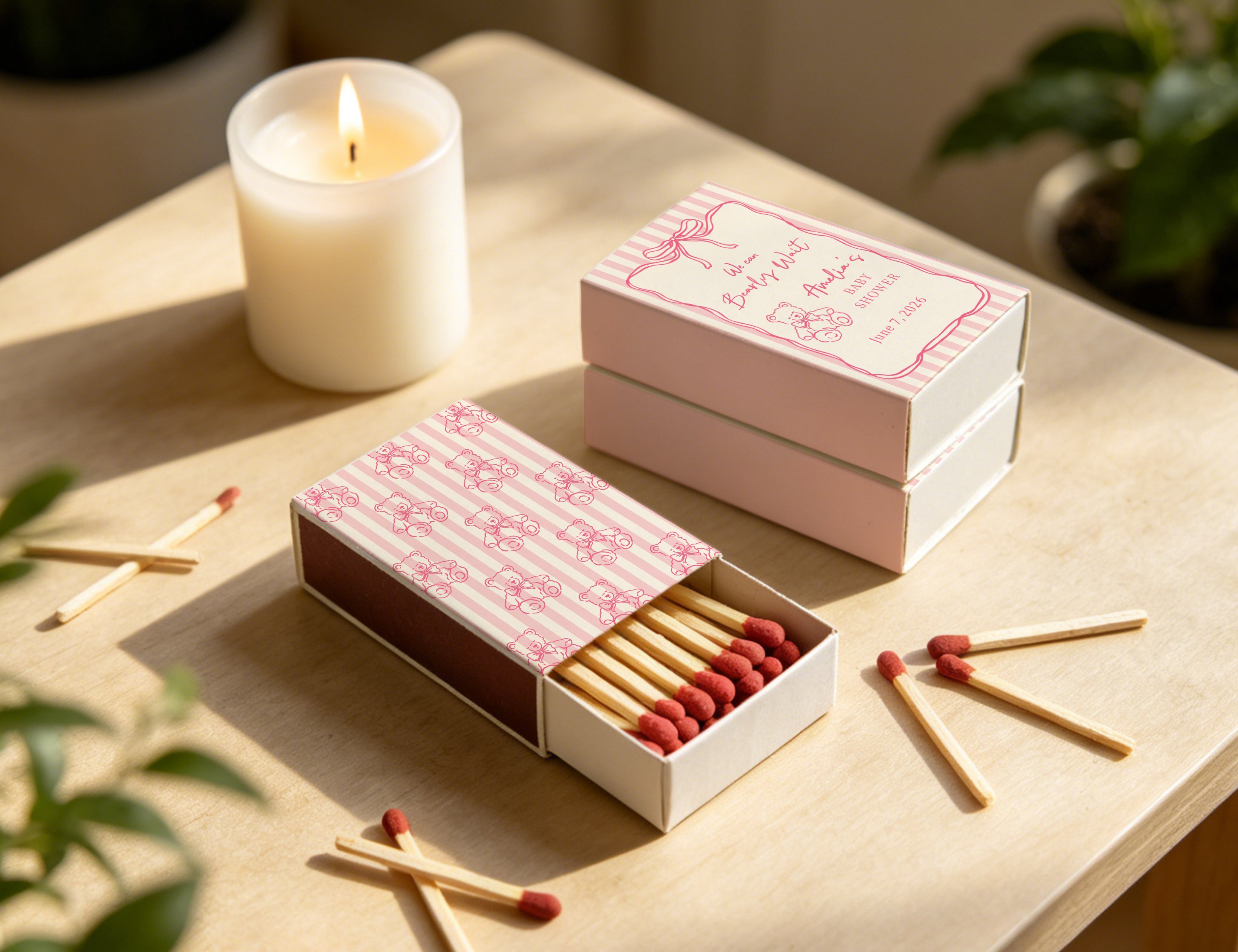 Personalized Baby Shower Matchboxes with Custom Moon Design - Product Scale Reference
