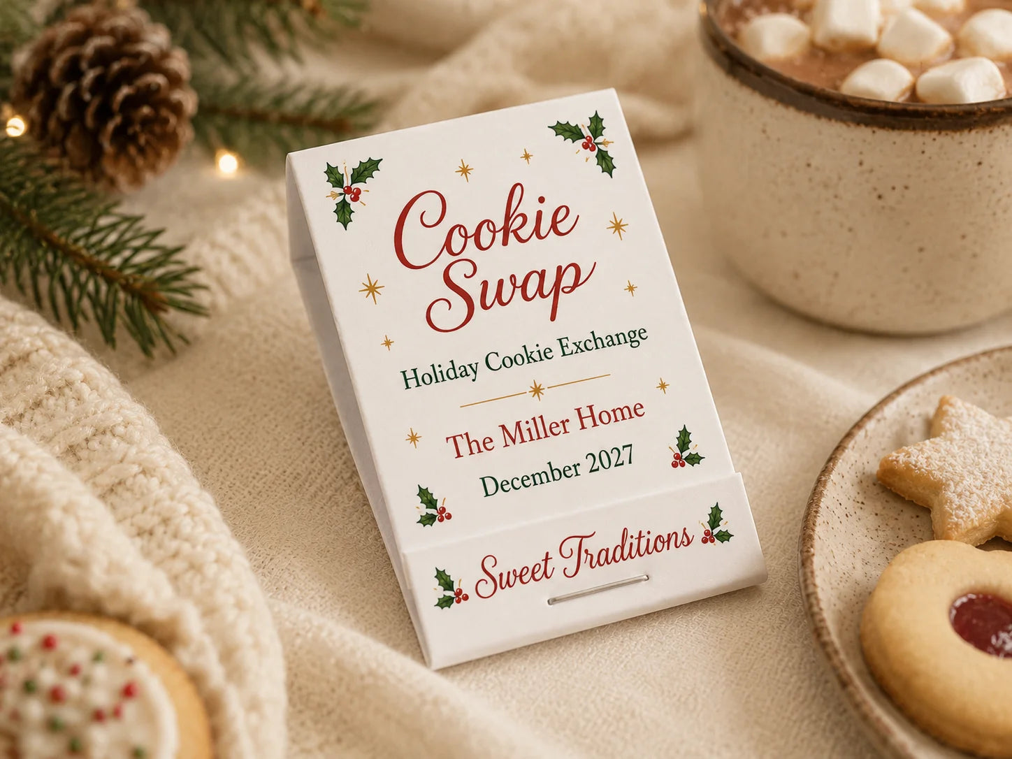Personalized Christmas Matchbooks - Front view product showcase with custom design