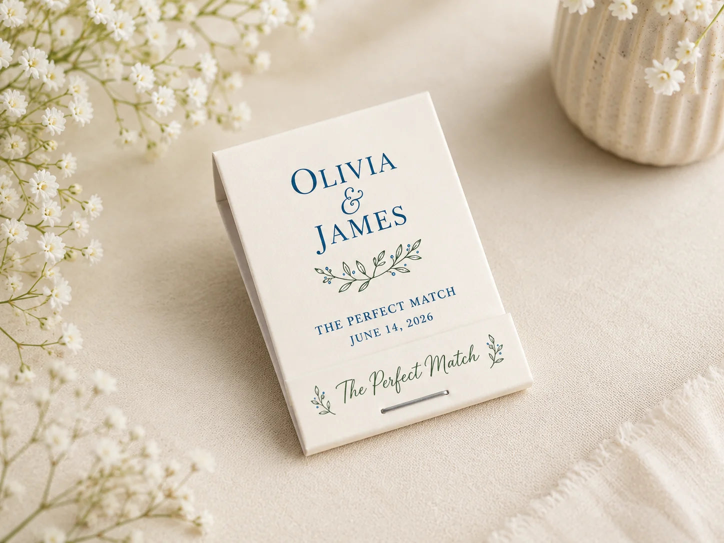 Personalized Baby Shower Matchbooks - Front view product showcase with custom design