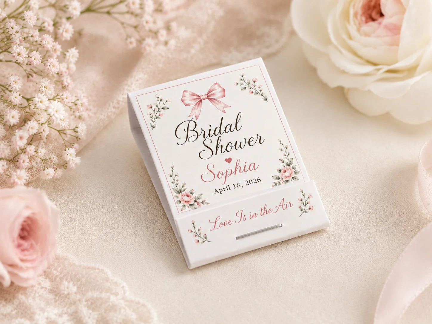 Personalized Wedding Matchbooks - Front view product showcase with custom design