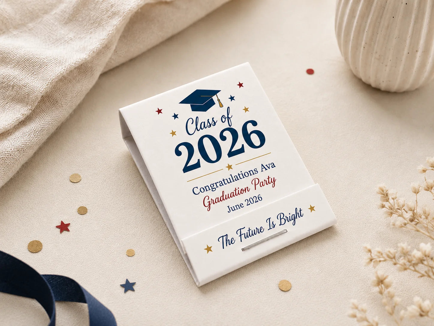 Personalized Graduation Matchbooks - Front view product showcase with custom design