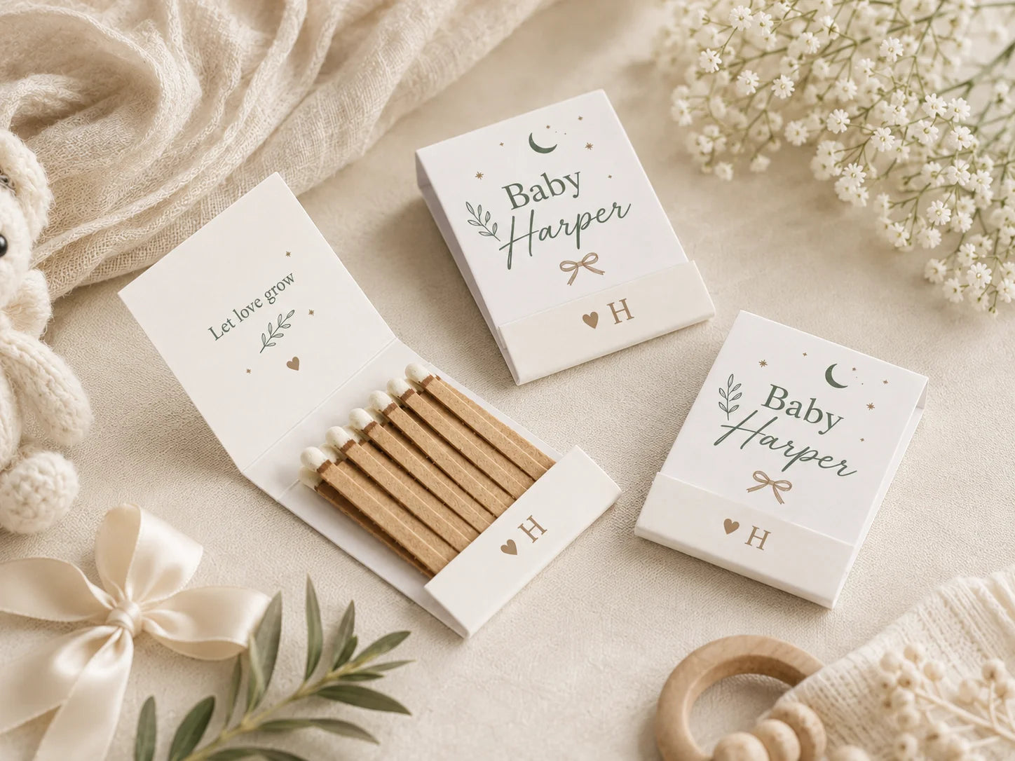 Personalized Baby Shower Matchbooks - Side view showing matchbook thickness and quality