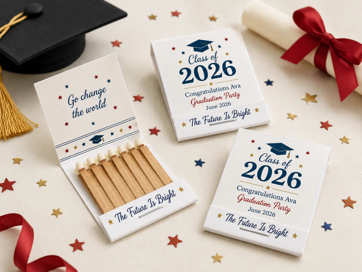 Personalized Graduation Matchbooks - Side view showing matchbook thickness and quality