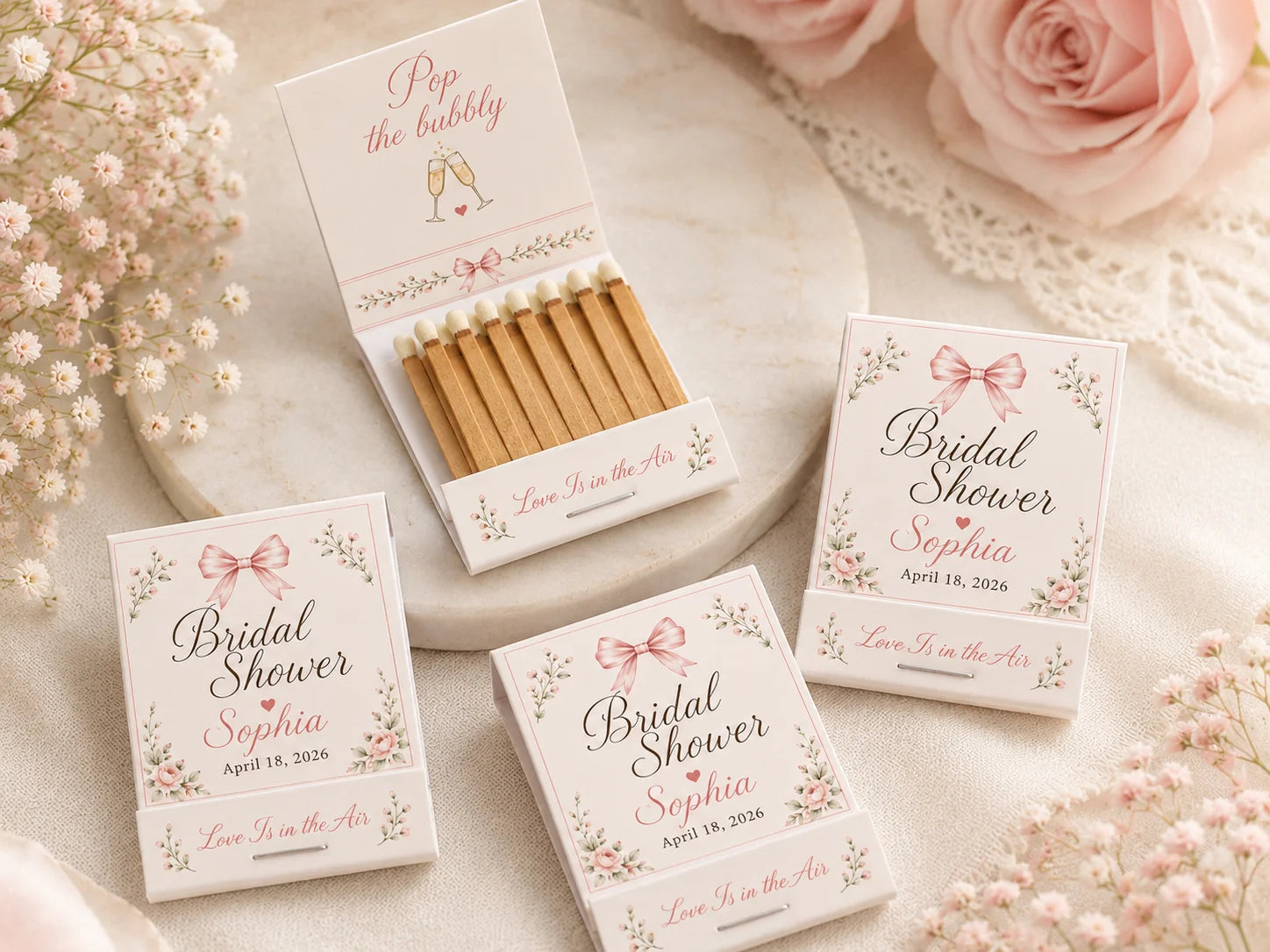 Personalized Wedding Matchbooks - Side view showing matchbook thickness and quality
