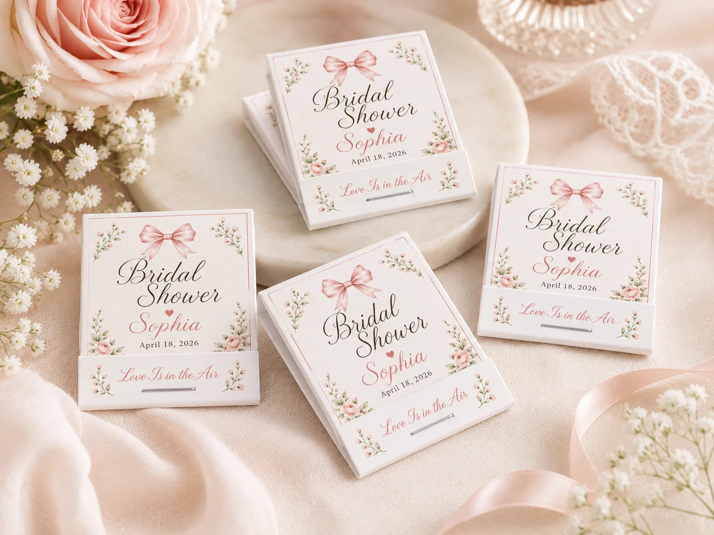 Personalized Wedding Matchbooks - Opened view with 20 matches and custom printing inside