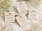 Personalized Anniversary Matchbooks - Opened view with 20 matches and custom printing inside