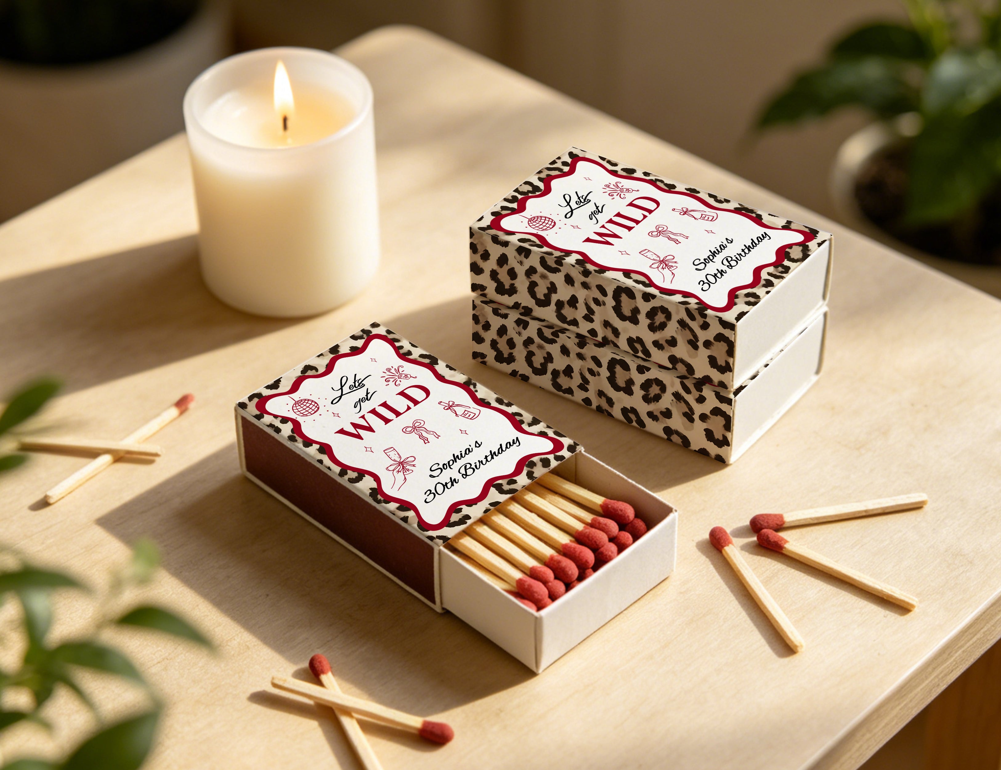 30th birthday leopard print matchbox size specifications