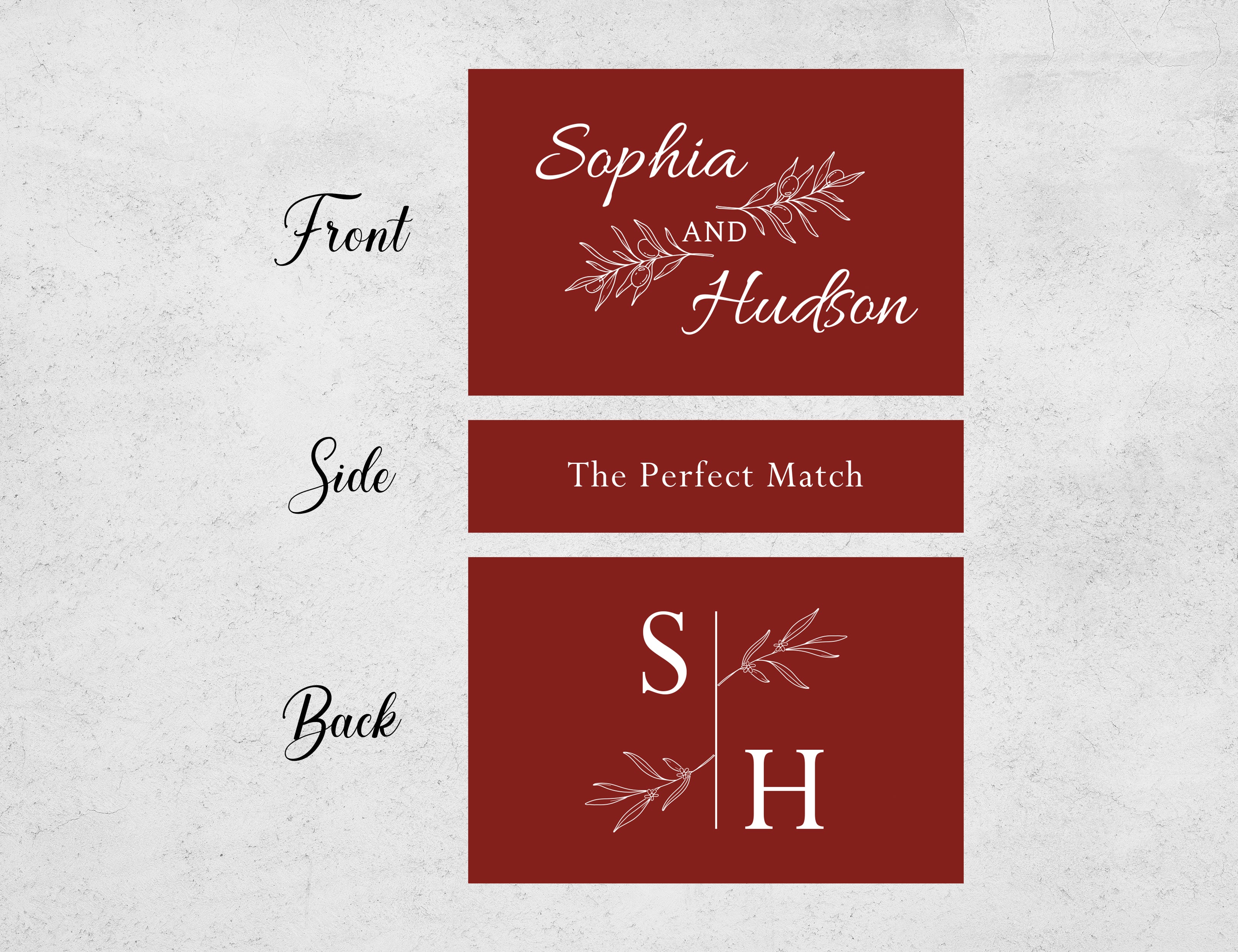 Personalized Wedding Matchboxes with Elegant Script Typography - Lifestyle Setting Display