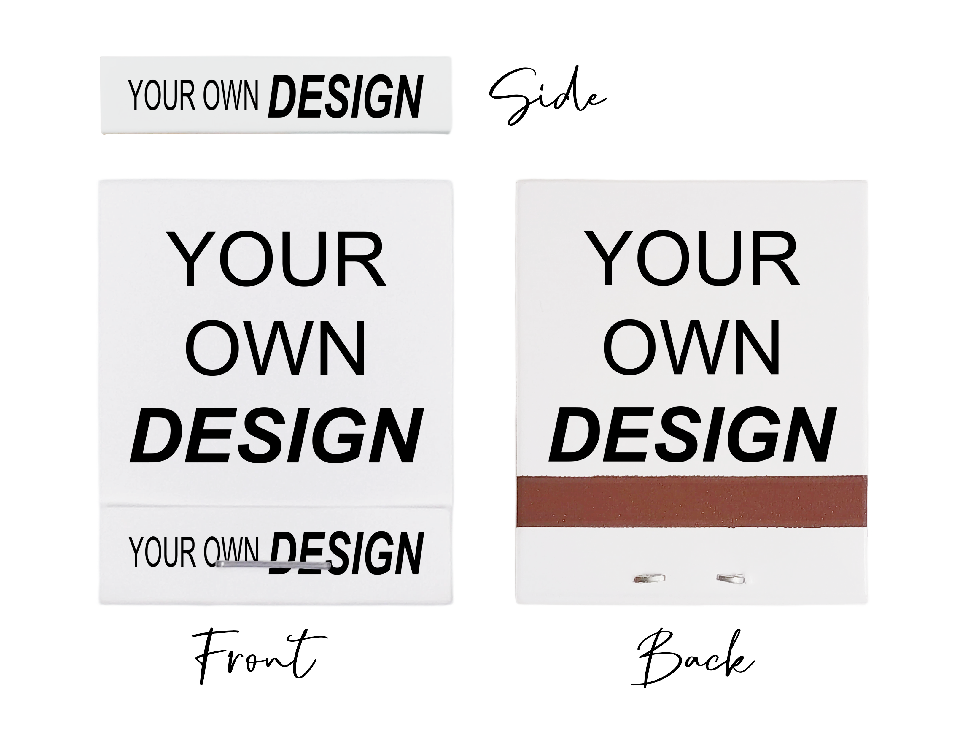 Design your own three-sided custom matchbook - front cover view