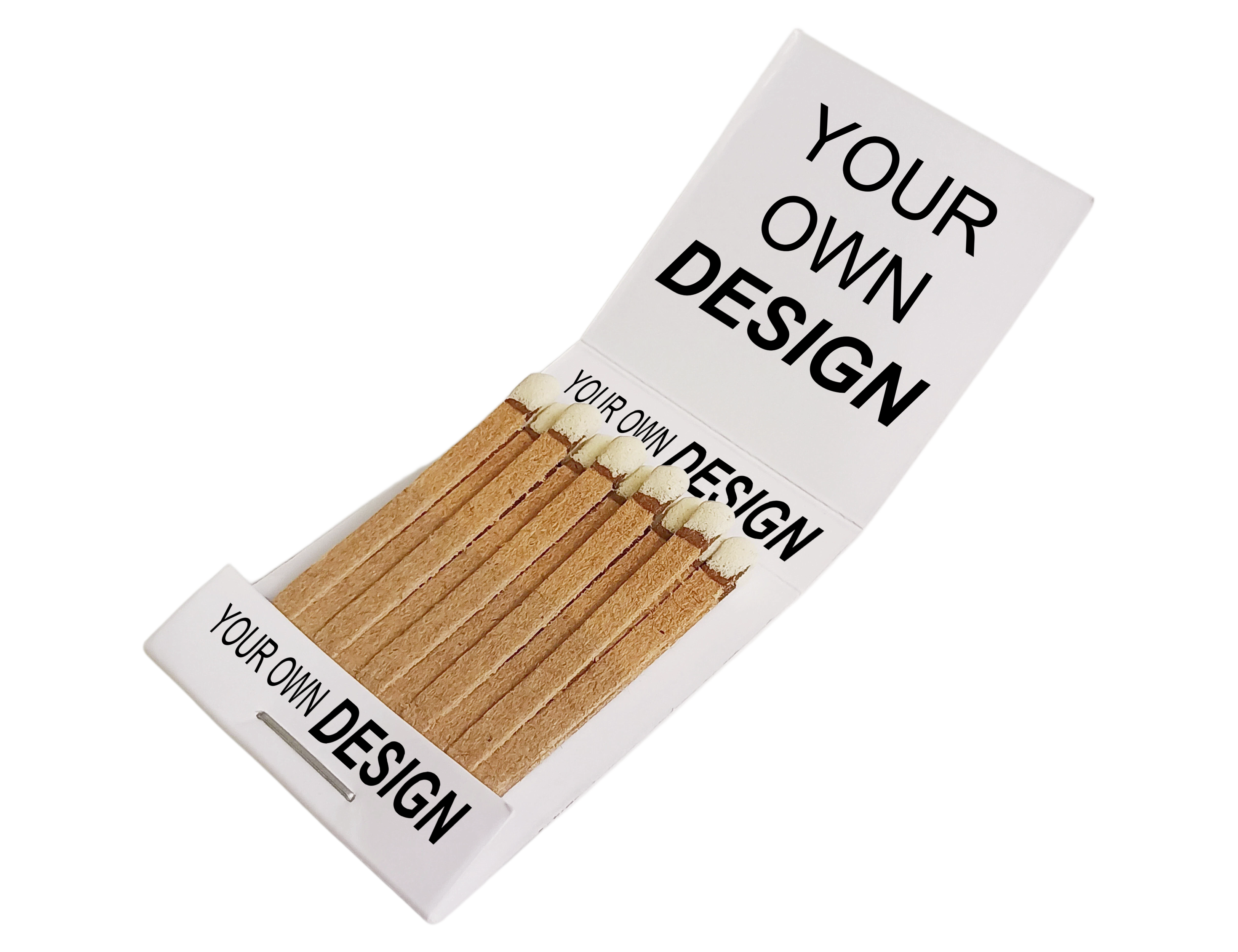 Custom full-surface matchbook open view showing inside printing