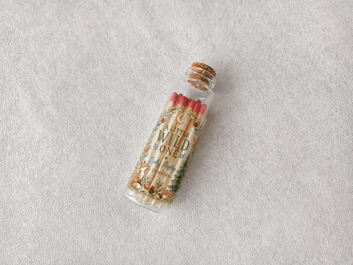 Personalized Wild One Birthday Glass Bottle Matches - First Birthday Favors - Custom Birthday Favors