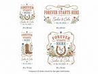Personalized Western Wedding Glass Bottle Matches - Forever Starts Here - Custom Wedding Favors