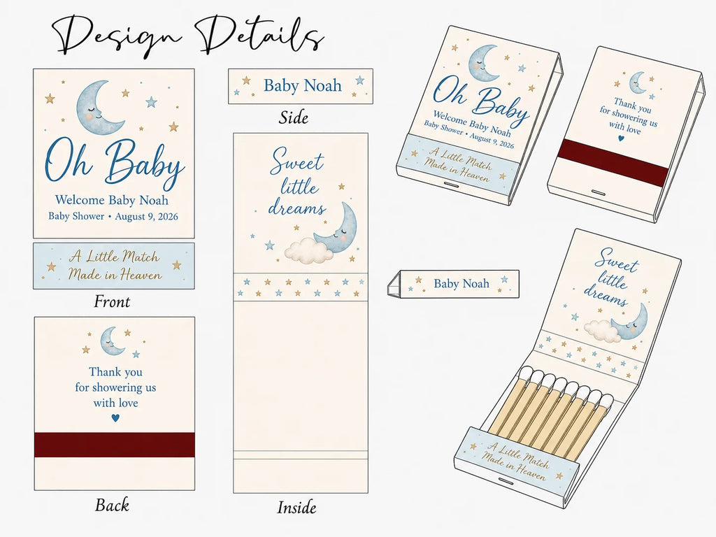 Personalized Wedding Matchbooks - Lifestyle display showing table setting decoration