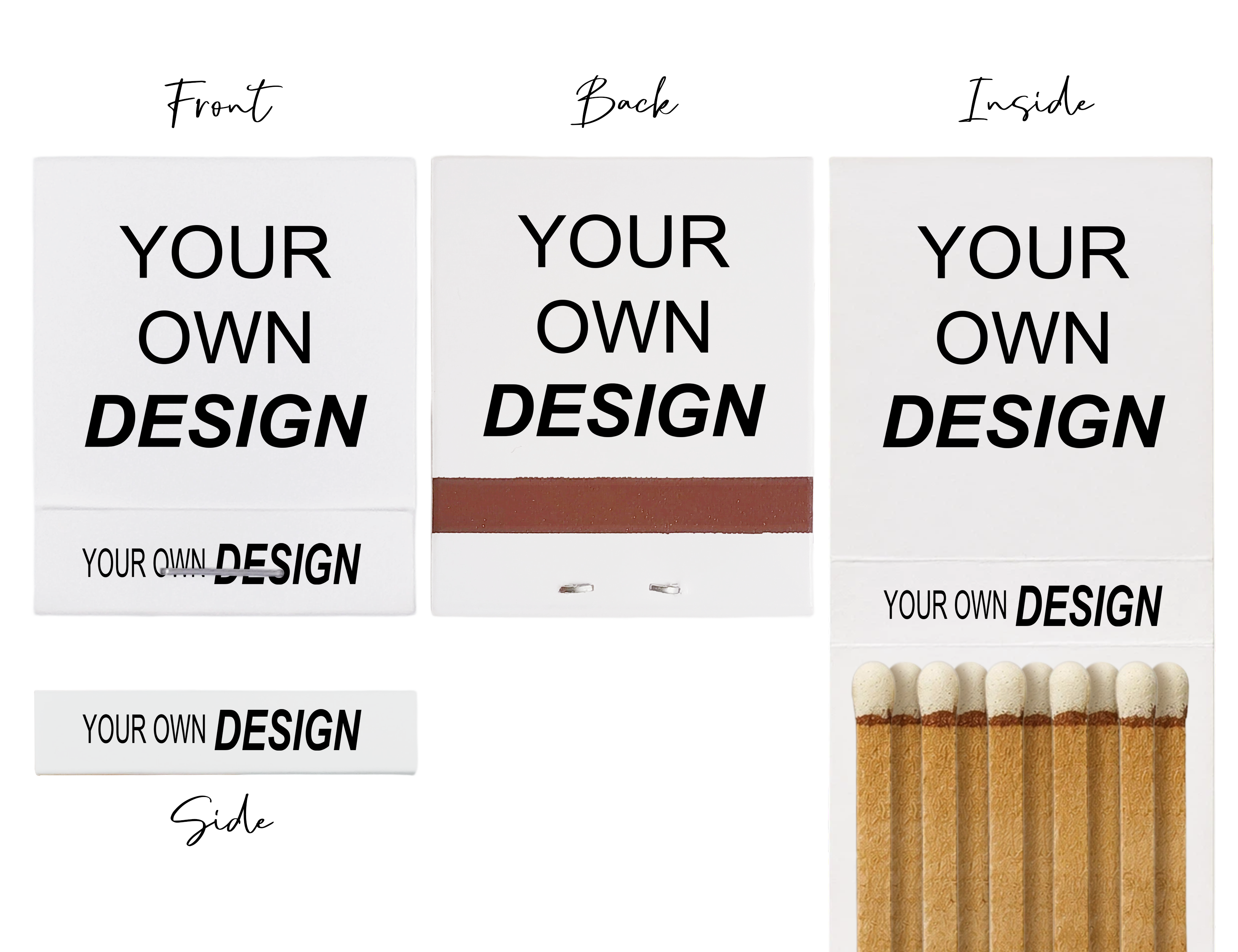 Design your own full-surface custom matchbook with inside design - front cover view