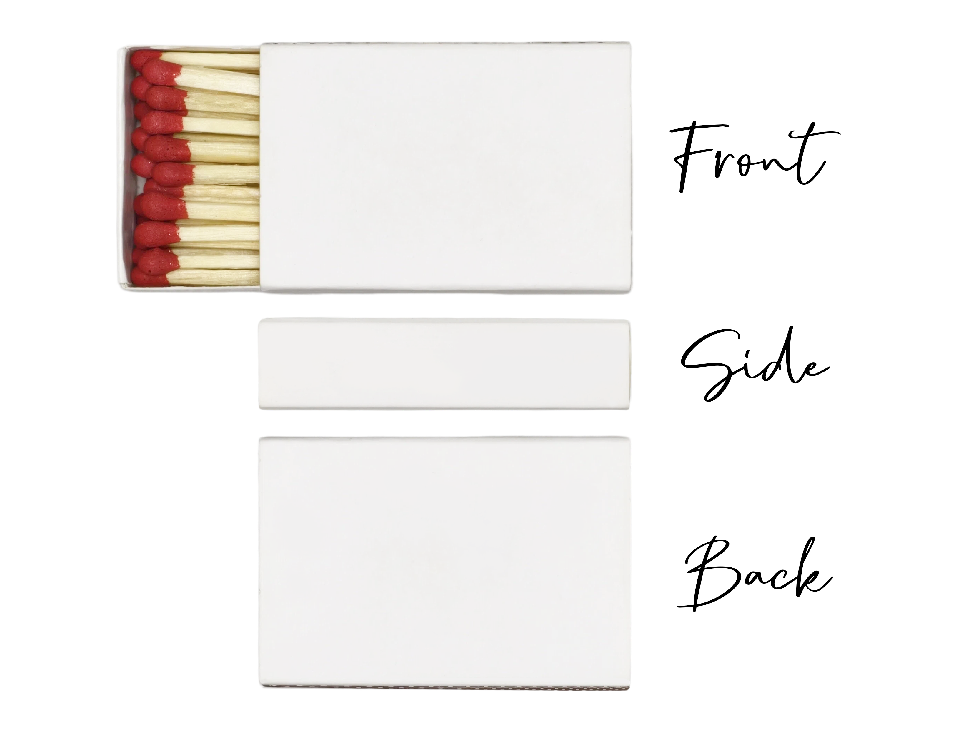Elegant three-sided matchbox design template front view