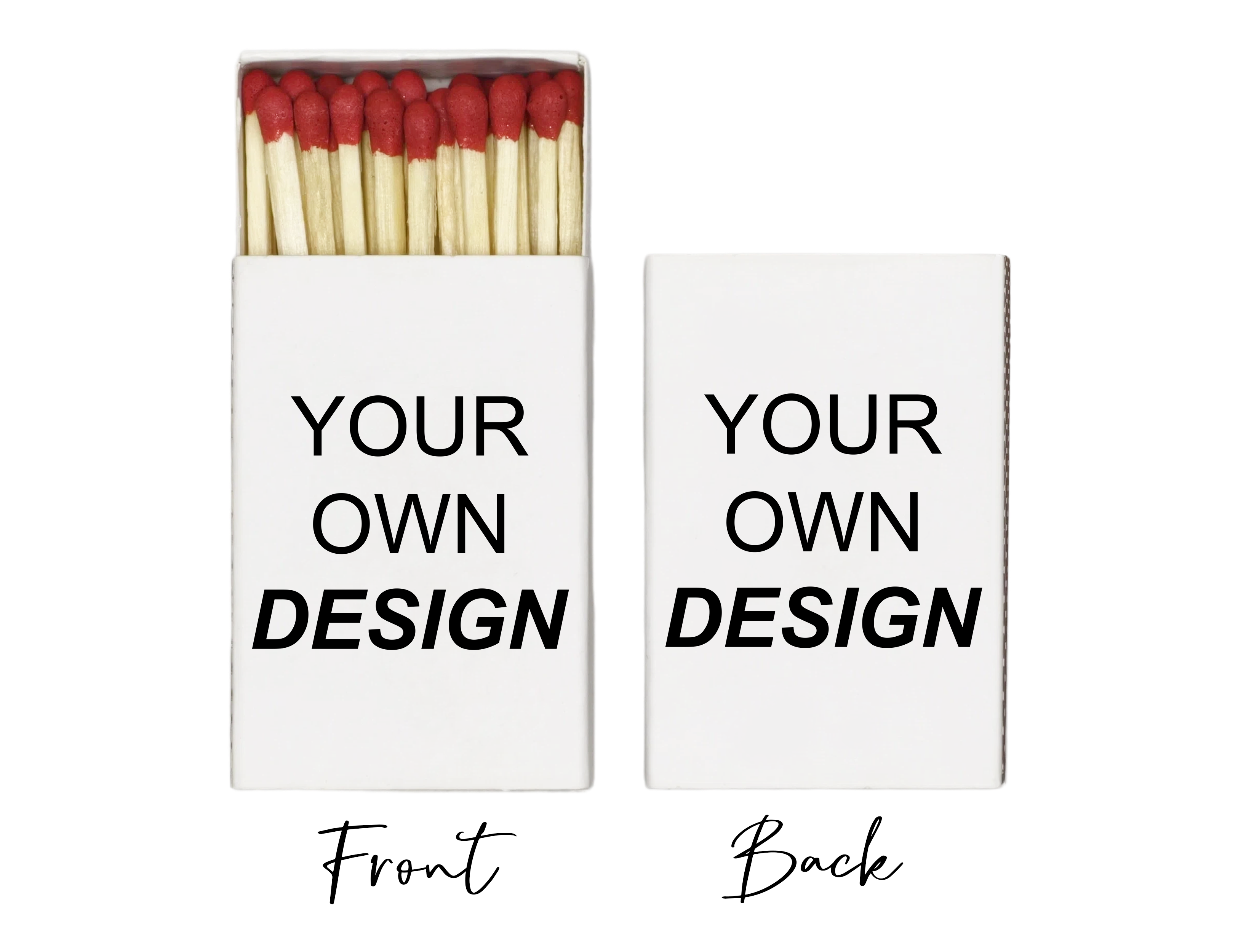 Design your own vertical double-sided custom matchbox - portrait front view